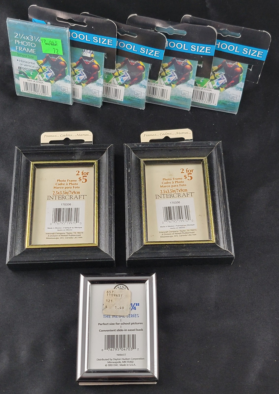 Picture Frame Lot of 3 Silver Black Wood Metal Acrylic Small 2.5×3.5 2.25×3.25