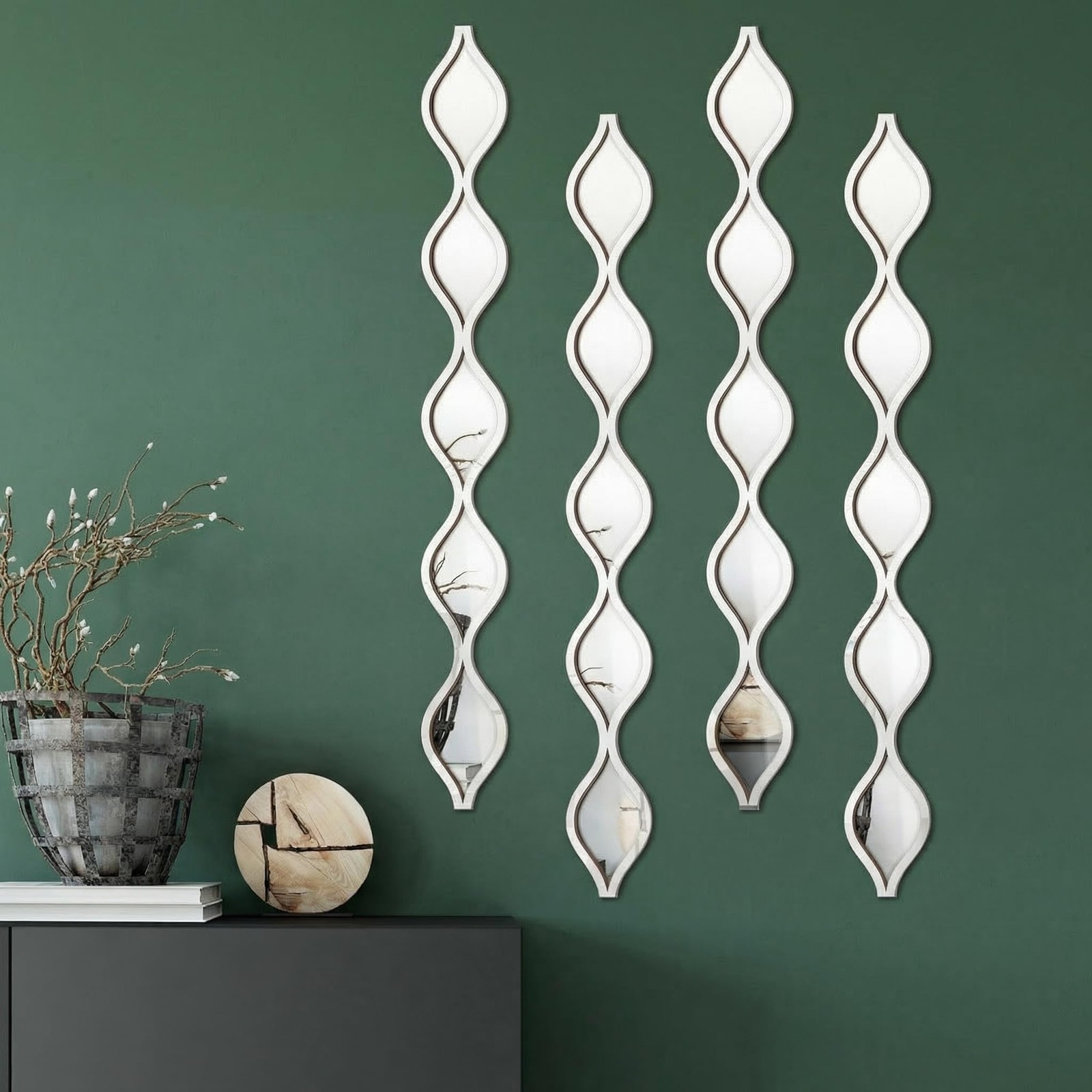 Qunclay Teardrop Mirror Wall Art Decorative Mirror Wall Decor Long Narrow Art