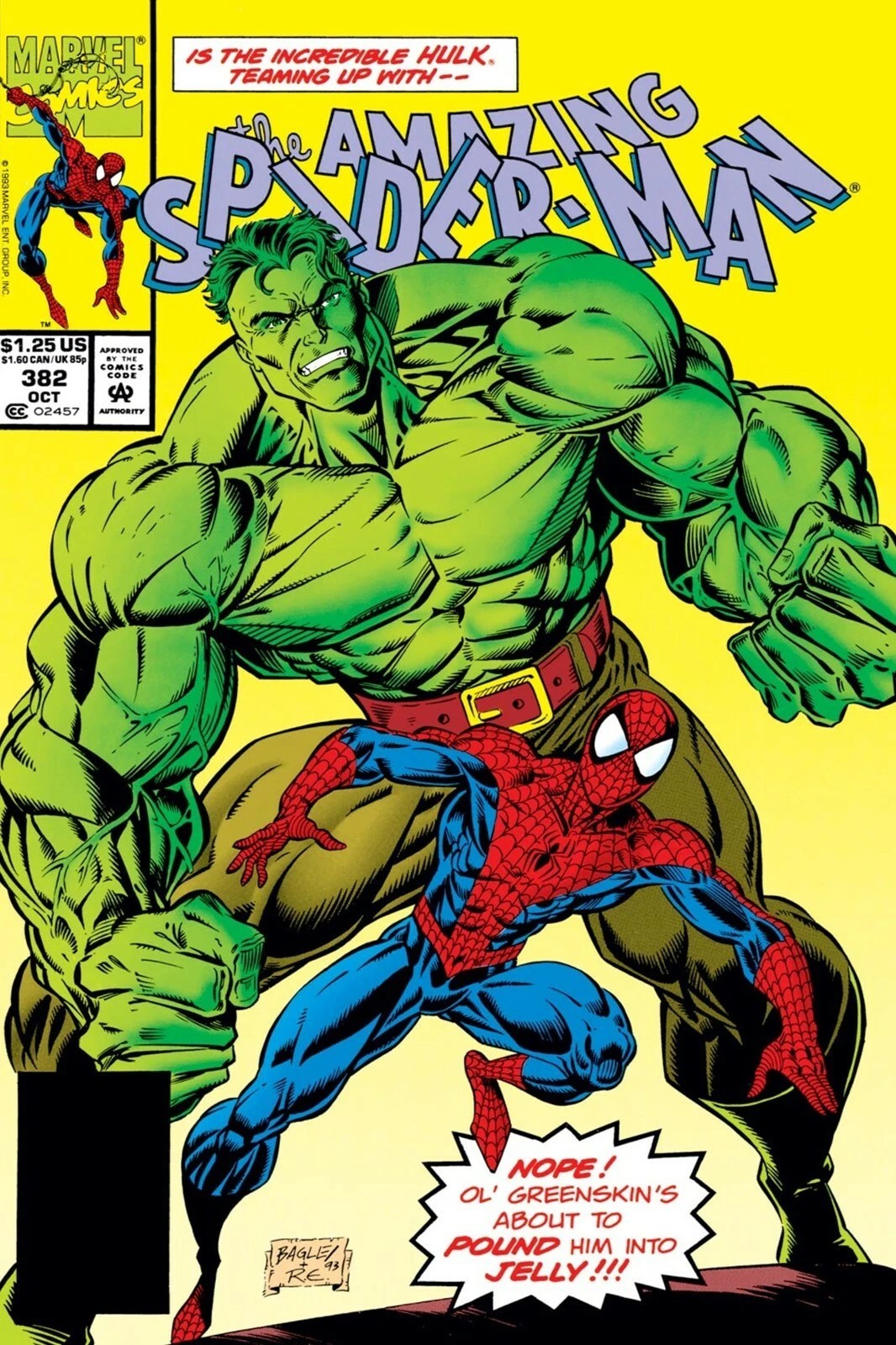 Spider-Man Hulk Comic Book Cover 382 GLOSSY Poster print 16&Prime;x24&Prime; HOME DECOR