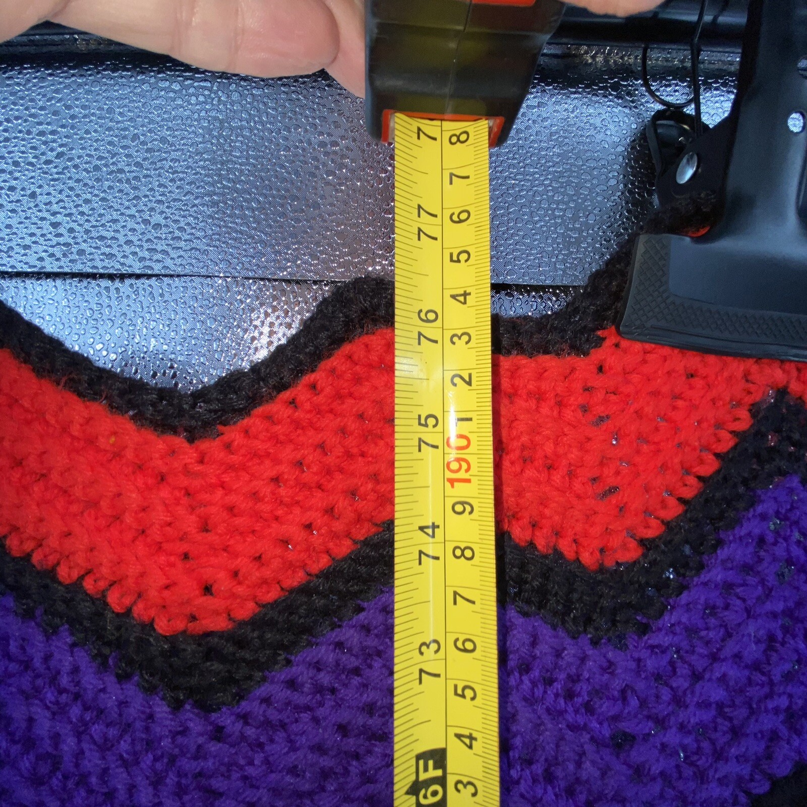 Vintage Rainbow Striped Chevron Rows Crocheted Afghan Throw Blanket 76 x 36in