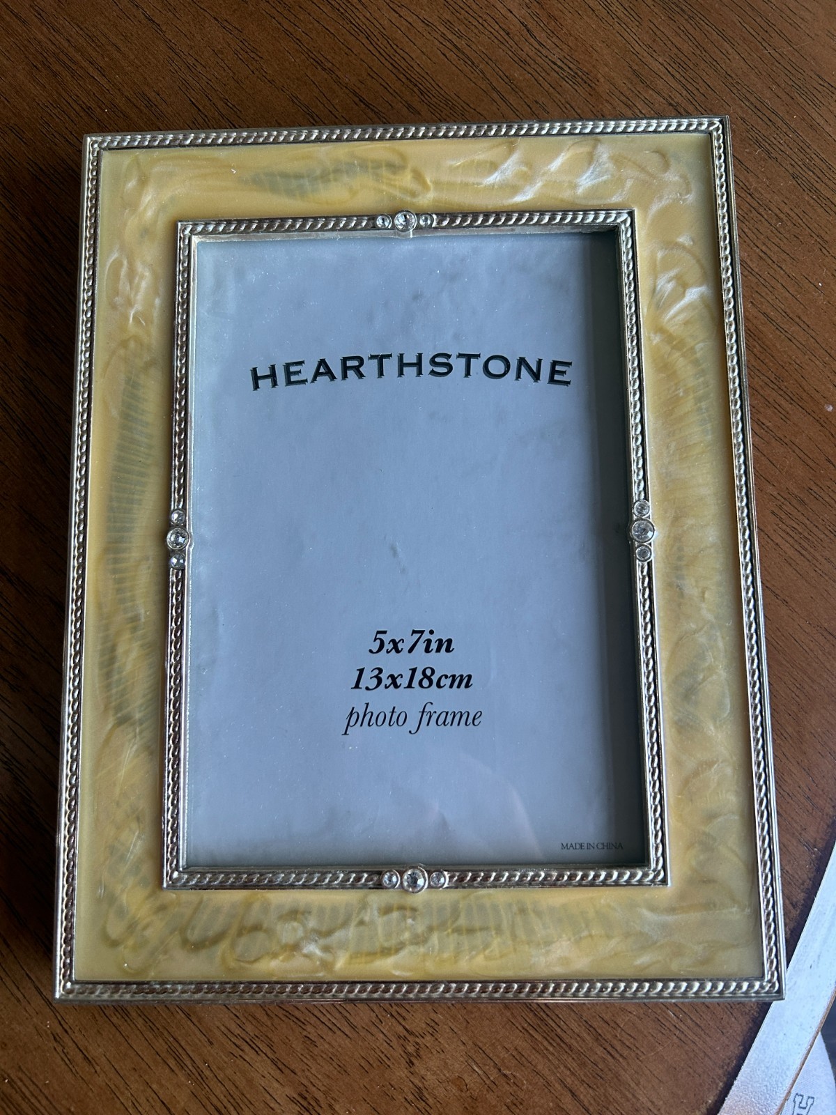 HEARTHSTONE Ivory Yellow Silver 5x7in & 2x3in Freestanding Photo Frame Portrait