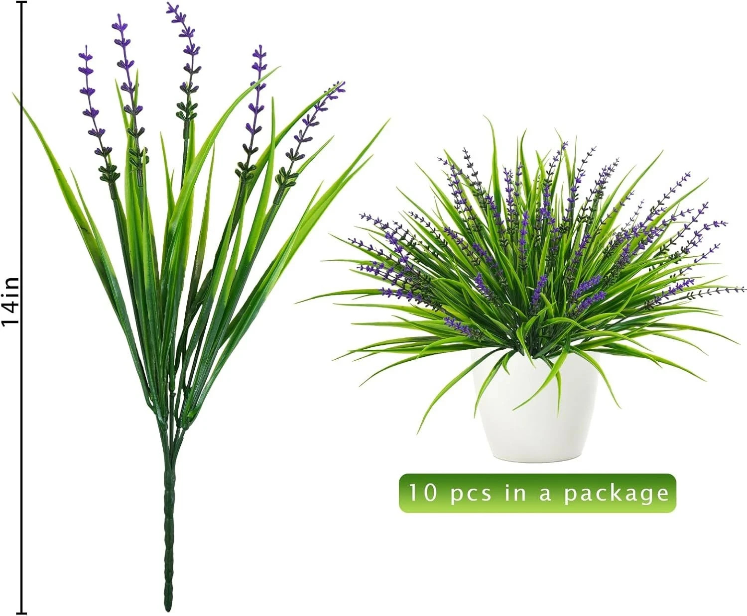 10 Pcs Artificial Plants Outdoor, UV Resistant Fake Outdoor 10pcs, Purple