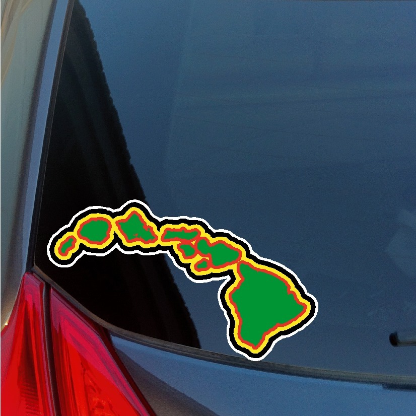 Hawaiian Islands Kanaka Maoli Rasta colors sticker decal Hawaii music culture Hi