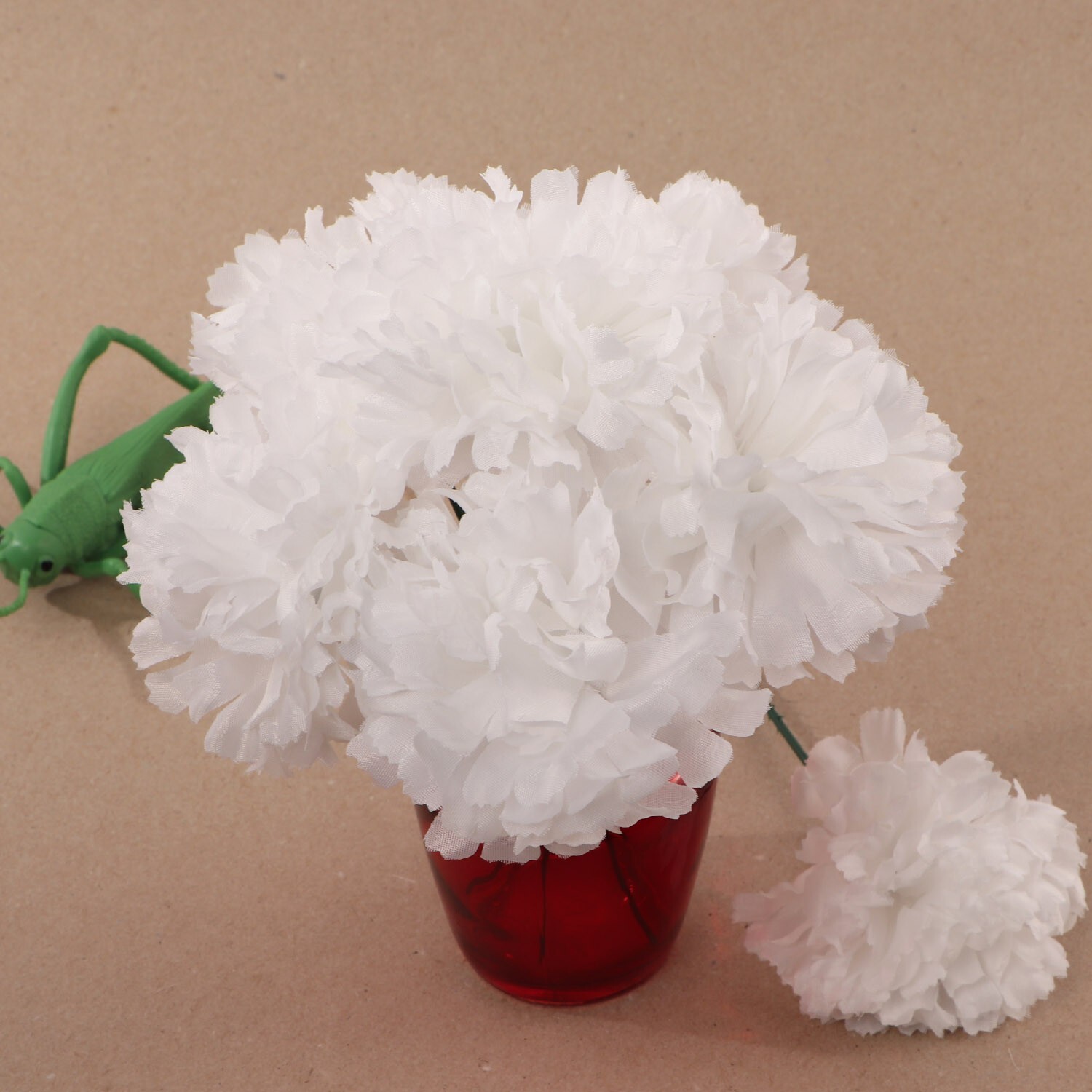 100 White Silk Carnation Picks: 5&Prime; Floral Stems for Events, D?cor
