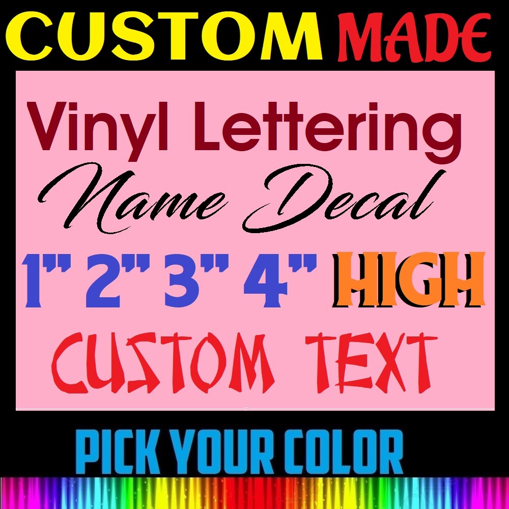 1&Prime; 2&Prime; 3&Prime; 4&Prime; HIGH CUSTOM TEXT NAME Personalized Vinyl Lettering, Car, Door, Windo