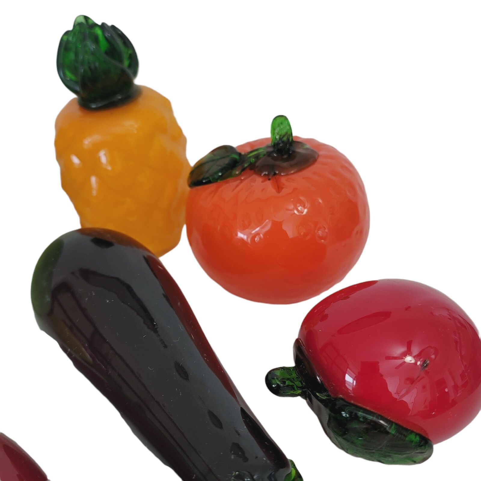 Vintage Lot of 12 Murano Style Handblown Art Glass Fruits & Vegetables Realistic