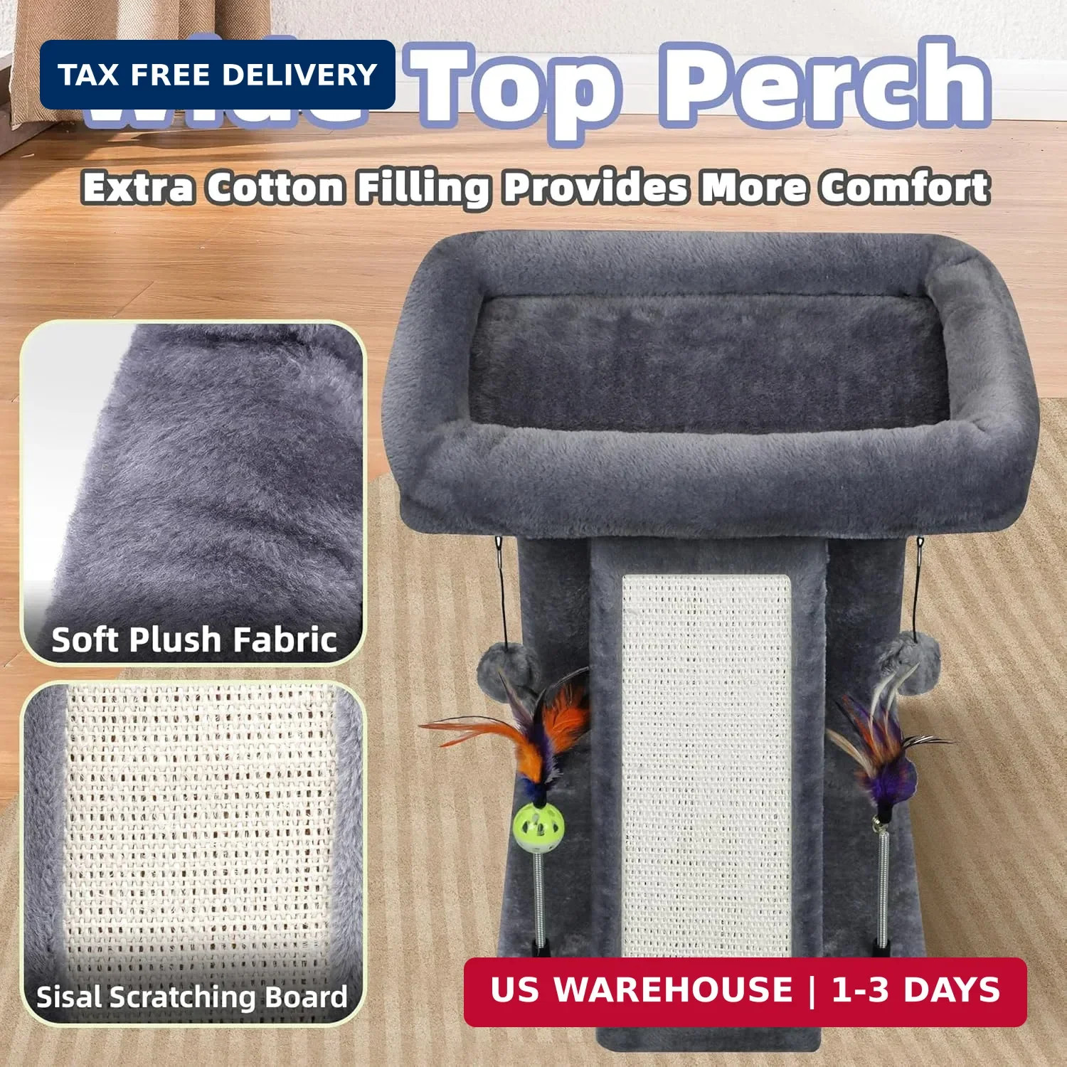TWDEPART Cat Tree Tower with Cat Scratching Post for Indoor Cats, Activity Centr