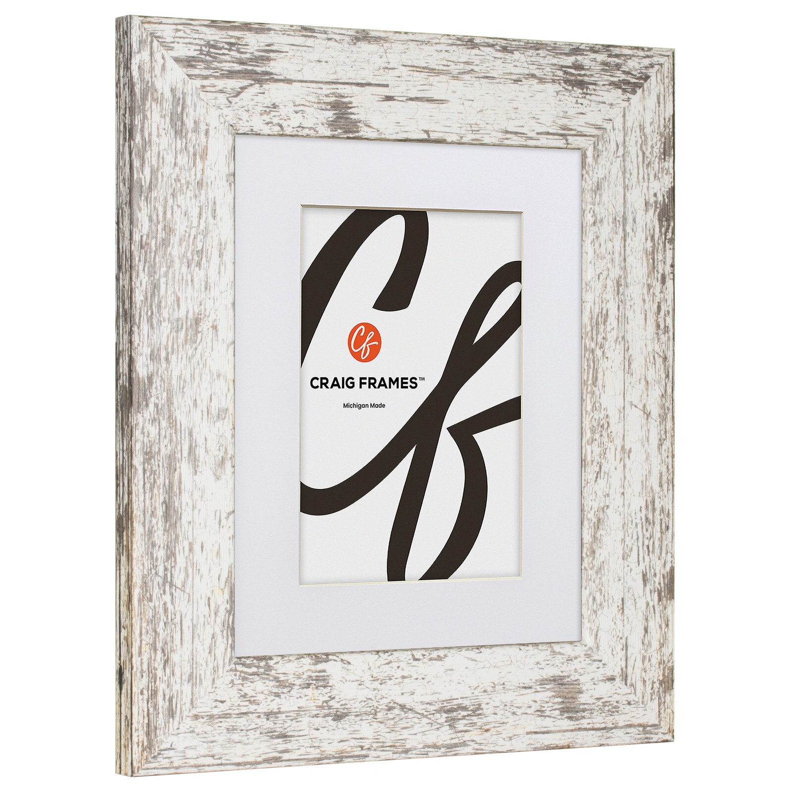 American Barn, 2&Prime; White Faux Barnwood Picture Frame With Single Mat