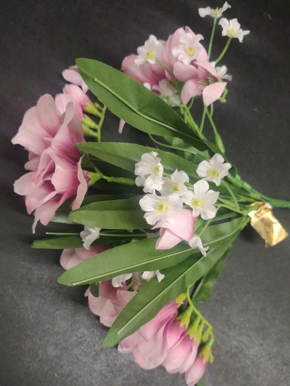 Vintage 10&Prime; Silk Freesia Bush, Mauve Pink, 5 Stems, Baby&rsquo;s Breath & Foliage