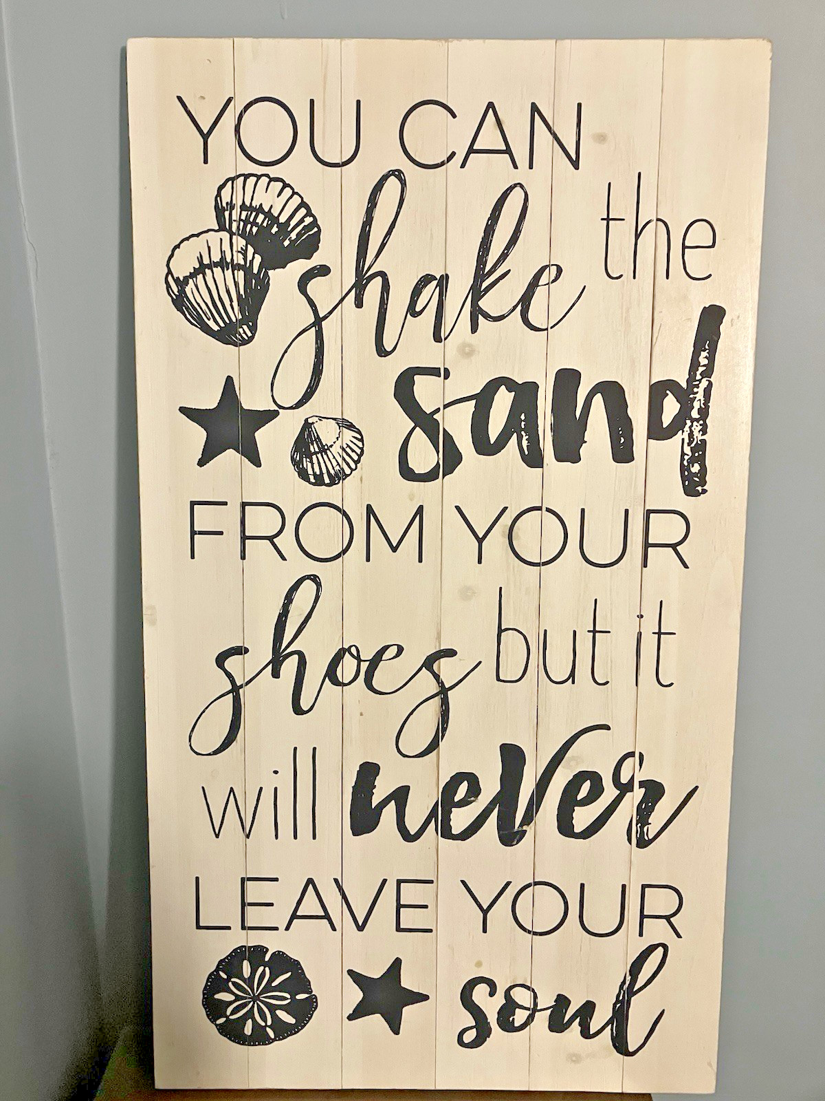 Large Beachy Rustic Farmhouse Wooden Pine Sign Printed Black on White Prehung