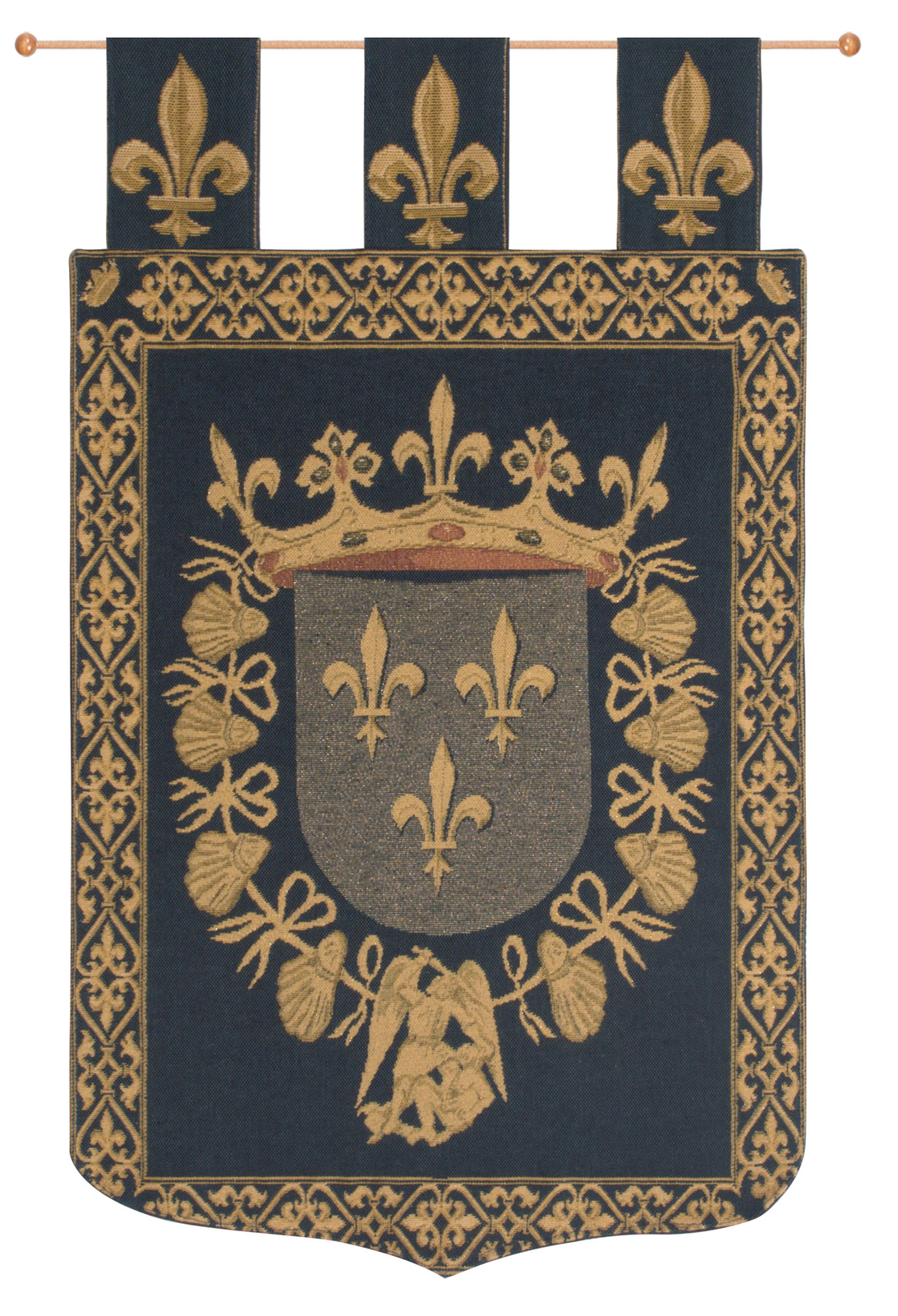 Blois With Loops Coat of Arms Belgian Tapestry Wall Art Hanging (New) 24×18 inch