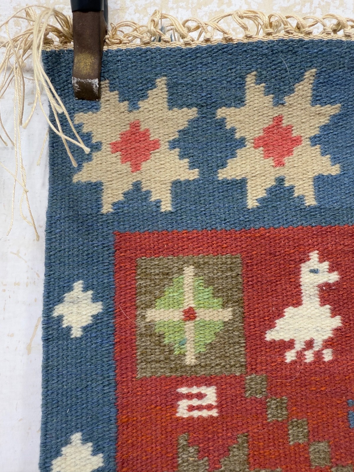 Vintage Gorgeous Hand Woven Swedish Scandinavian Signed LE Wool Weaving Tapestry