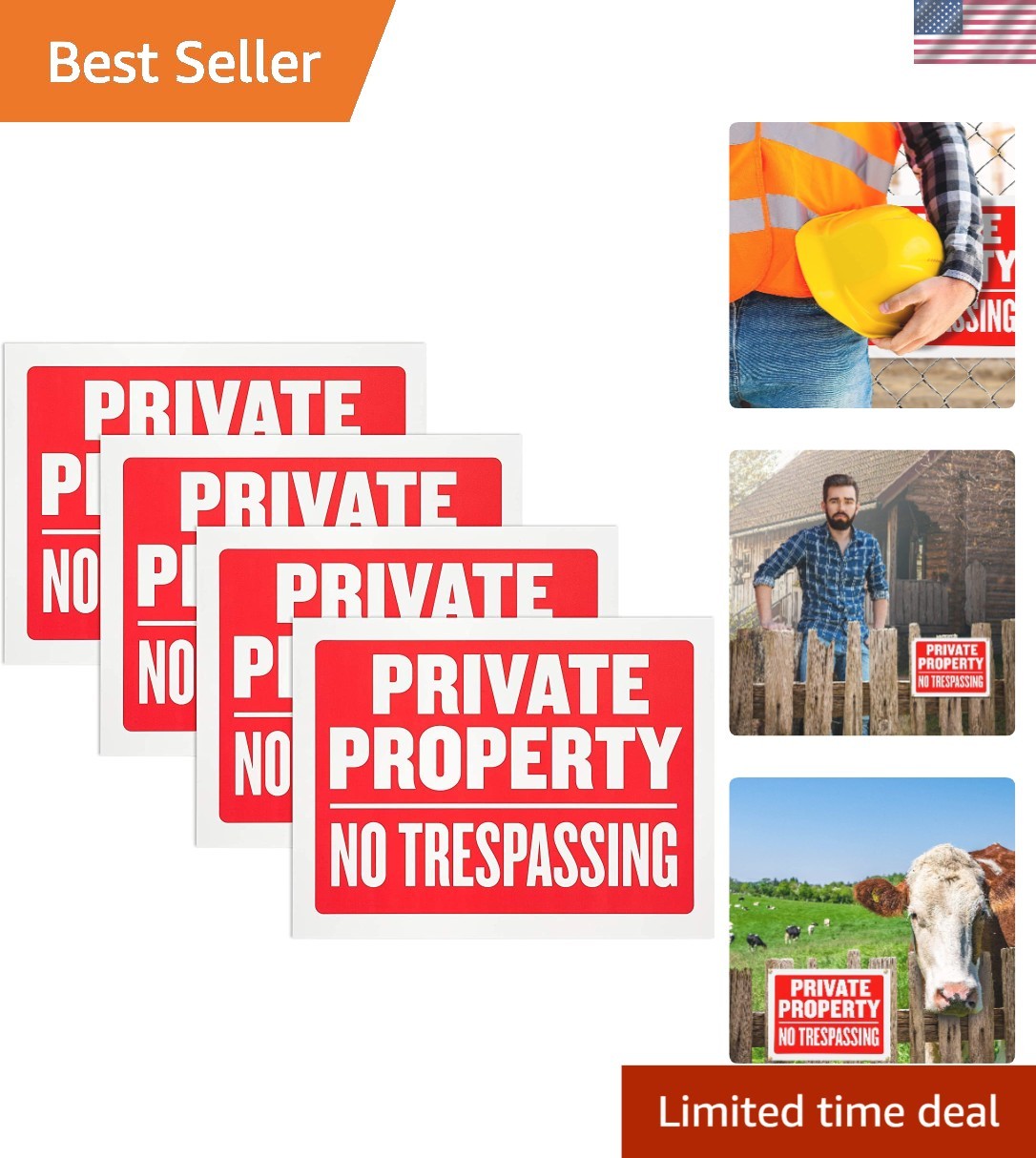 Effective 9 x 12 Inch No Trespassing Signs – Pack of 4 for Ultimate Security