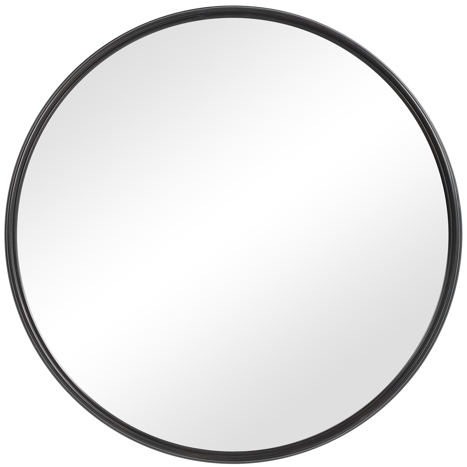 Classic Elegant Aged Black Round 35 in Wall Mirror Minimalist Thin Frame Metal