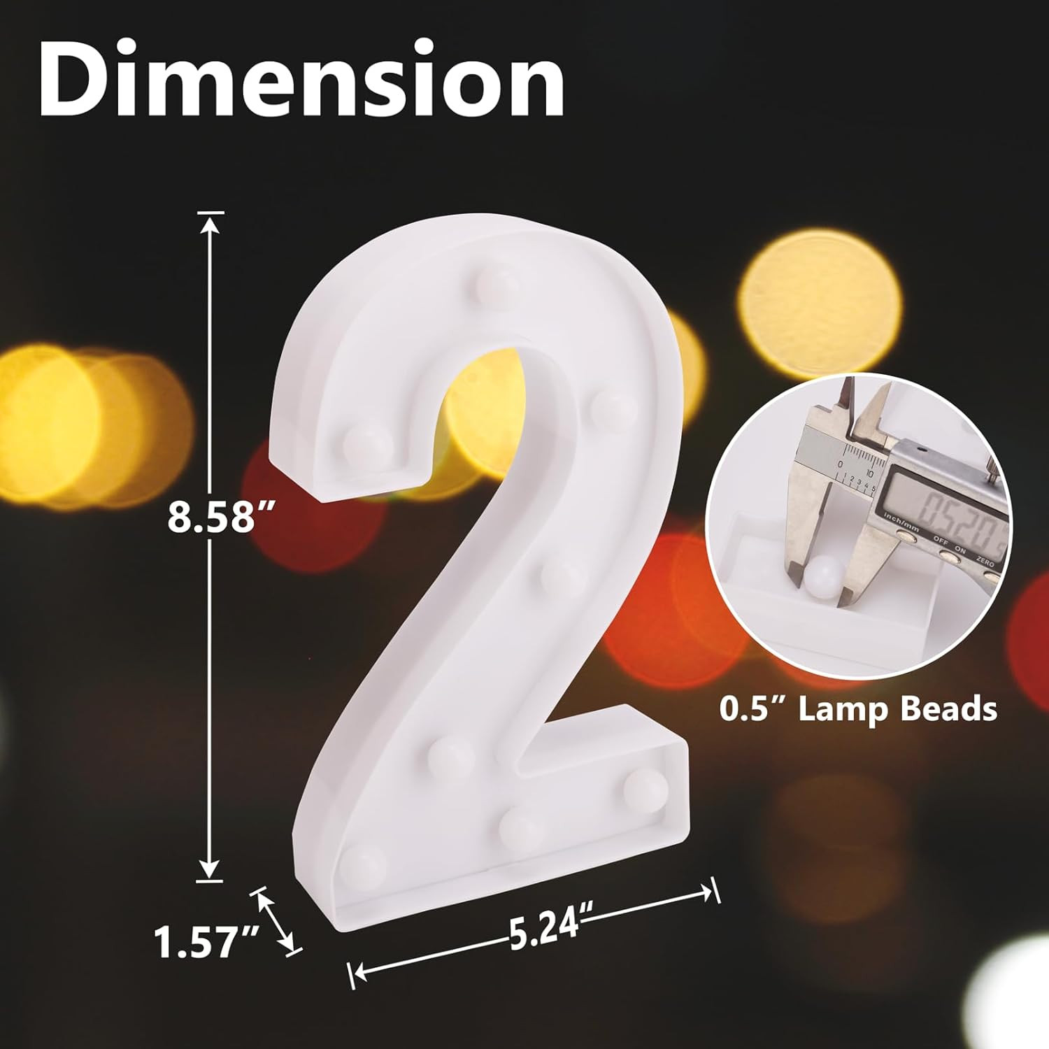 Battery-Powered LED Marquee Letter Light – Number 2 for Events & Decor