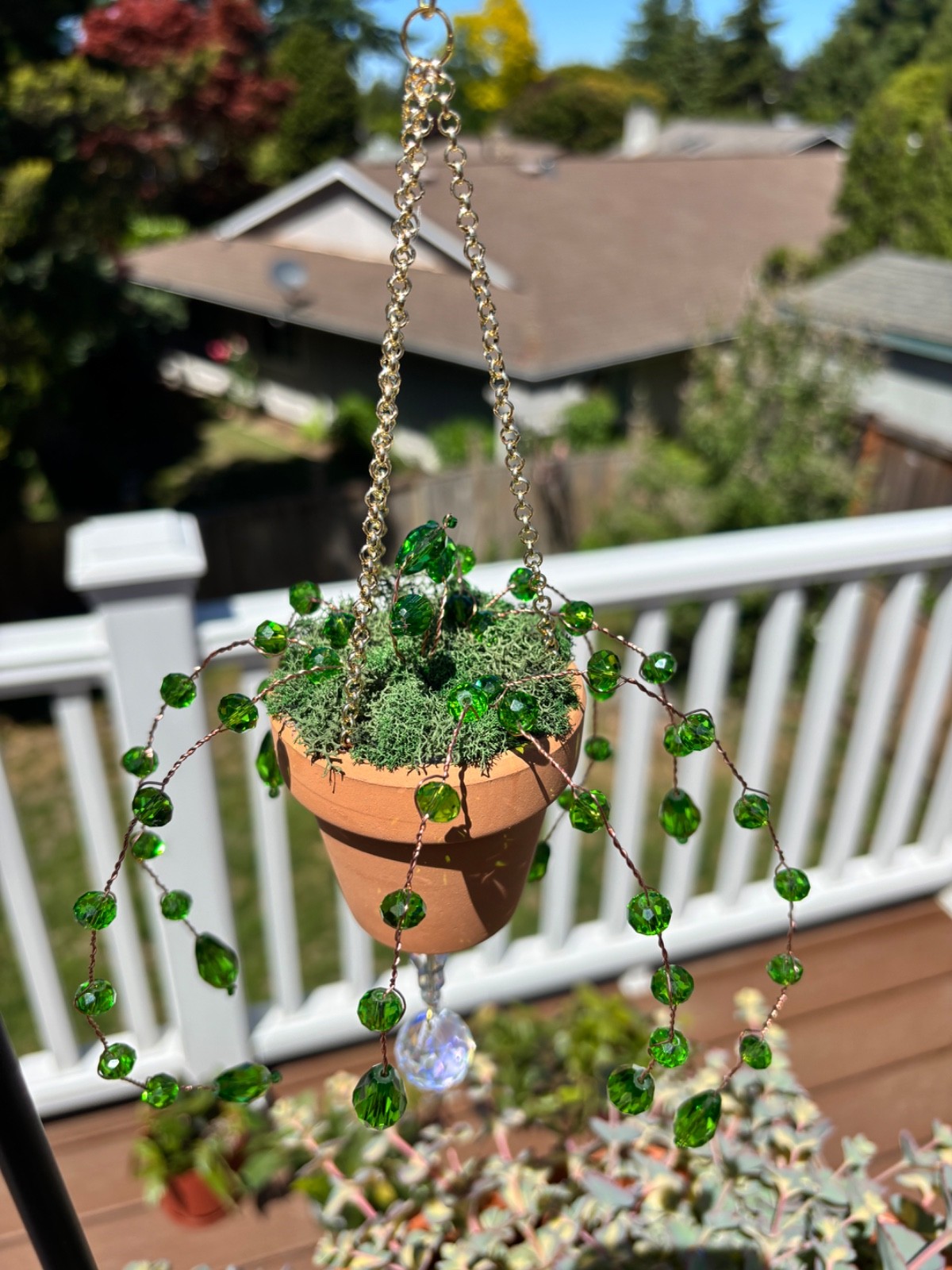 Handmade Beaded Forever Plant Suncatcher Hanging Decoration