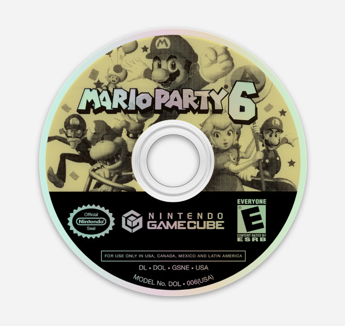 3&Prime; Mario Party 6 STICKER Gamecube Disc Nintendo Luigi Peach Bowser Matte Finish
