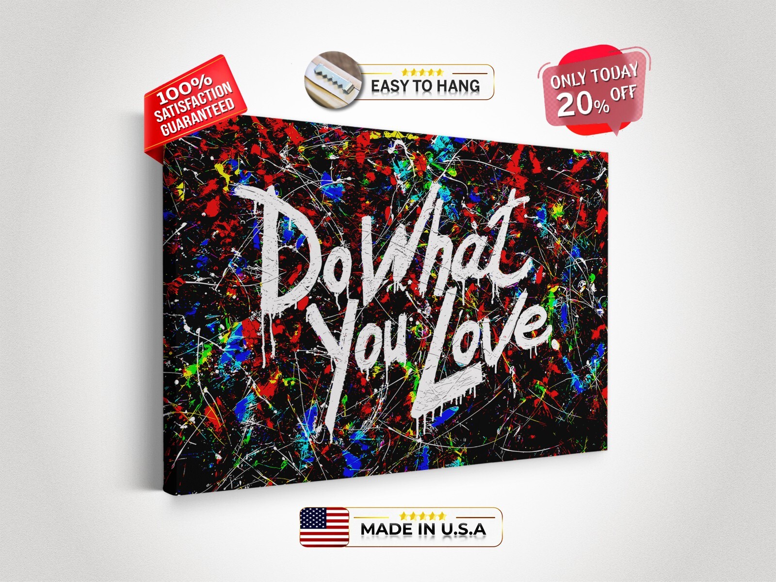 Colorful Abstract Canvas Wall Art BANKSY Do What You Love CANVAS Graffiti Print