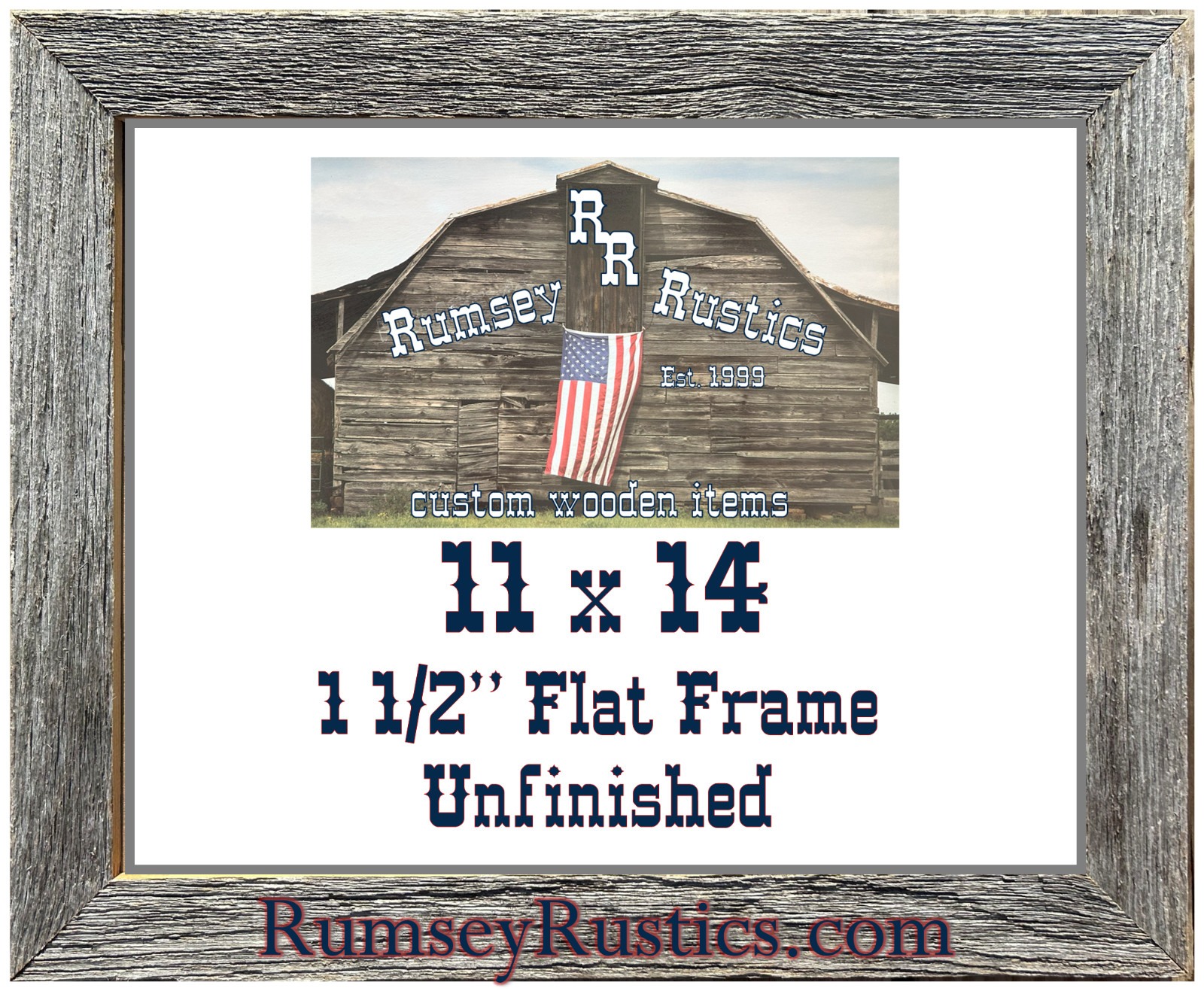 11×14&Prime; weathered rustic barnwood barn wood picture frame distressed natural