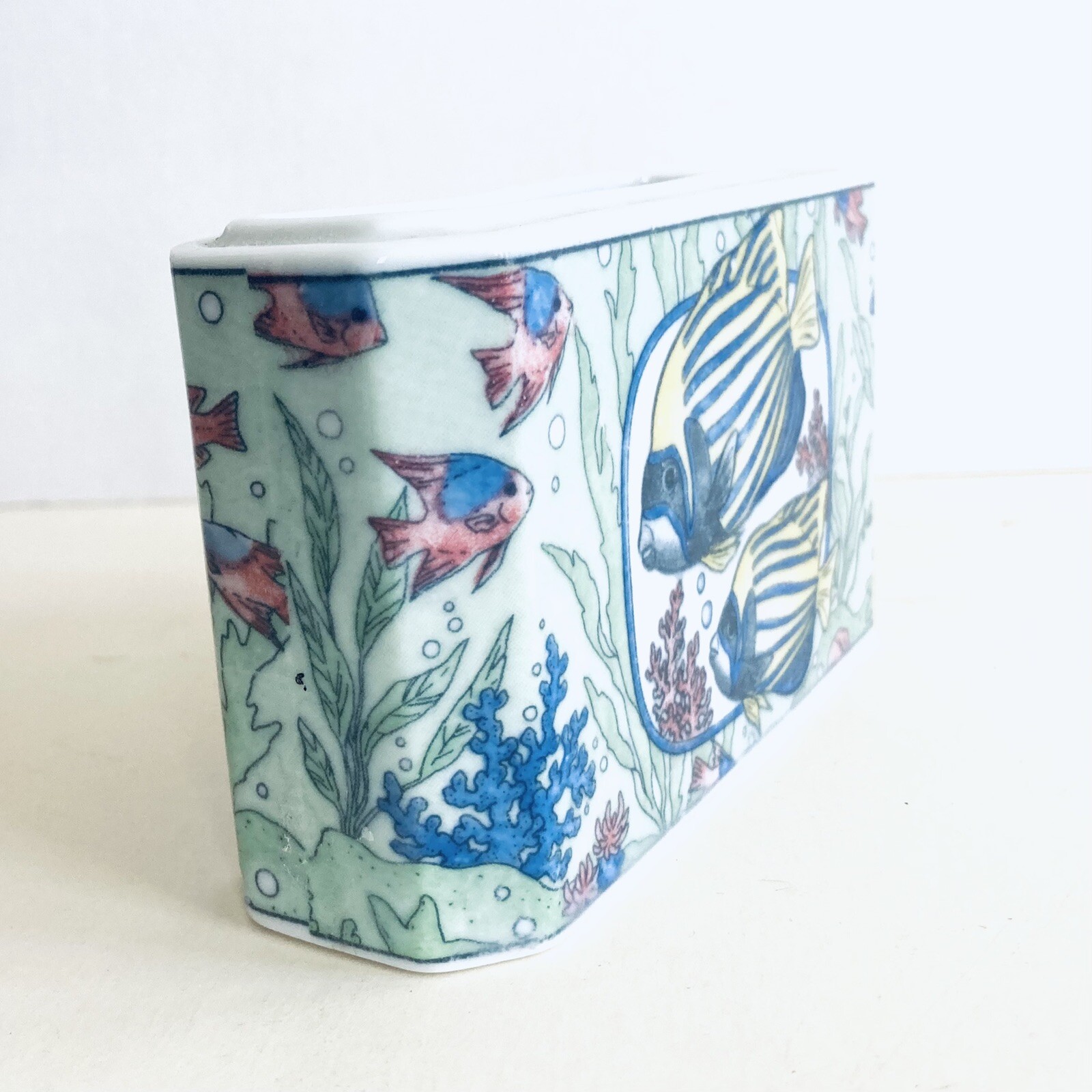 Tropical Fish Desk Office 6&Prime; Pen Mail Organizer Nautical Island Beach Home 90s