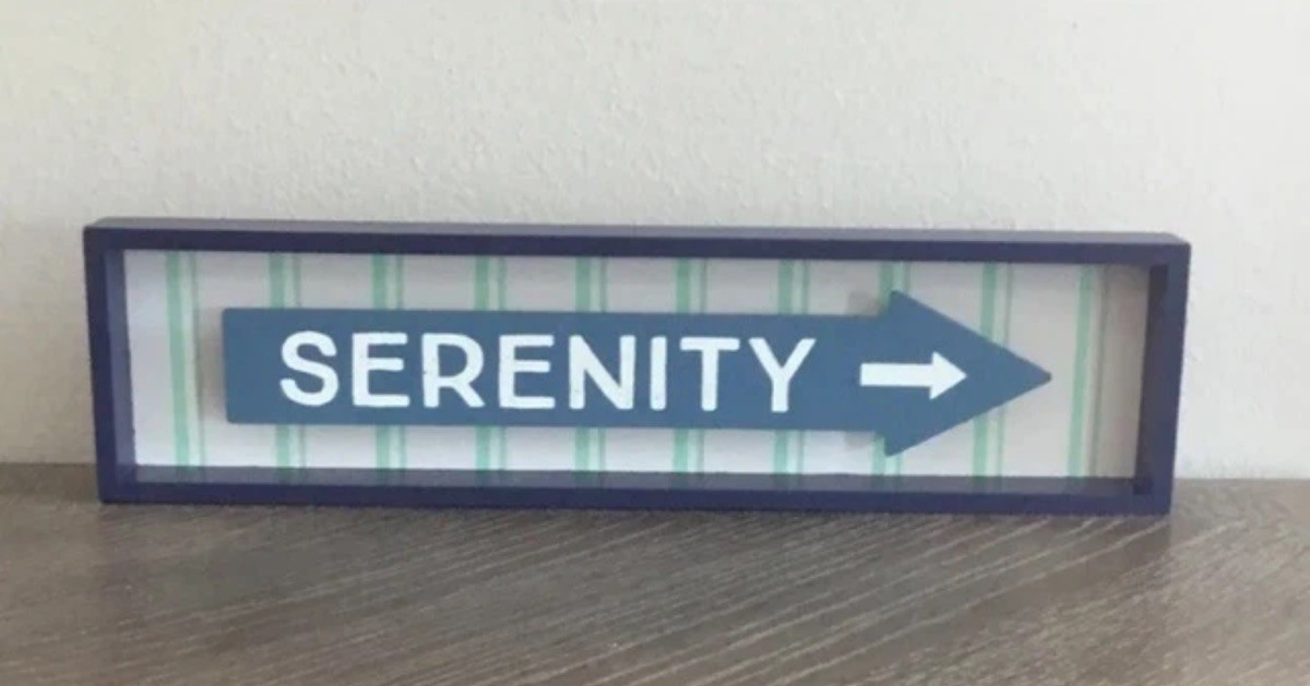 Wooden Shelf Decoration Standing Decor 3D Effect “Serenity” Arrow Sign 12”x3”x1”
