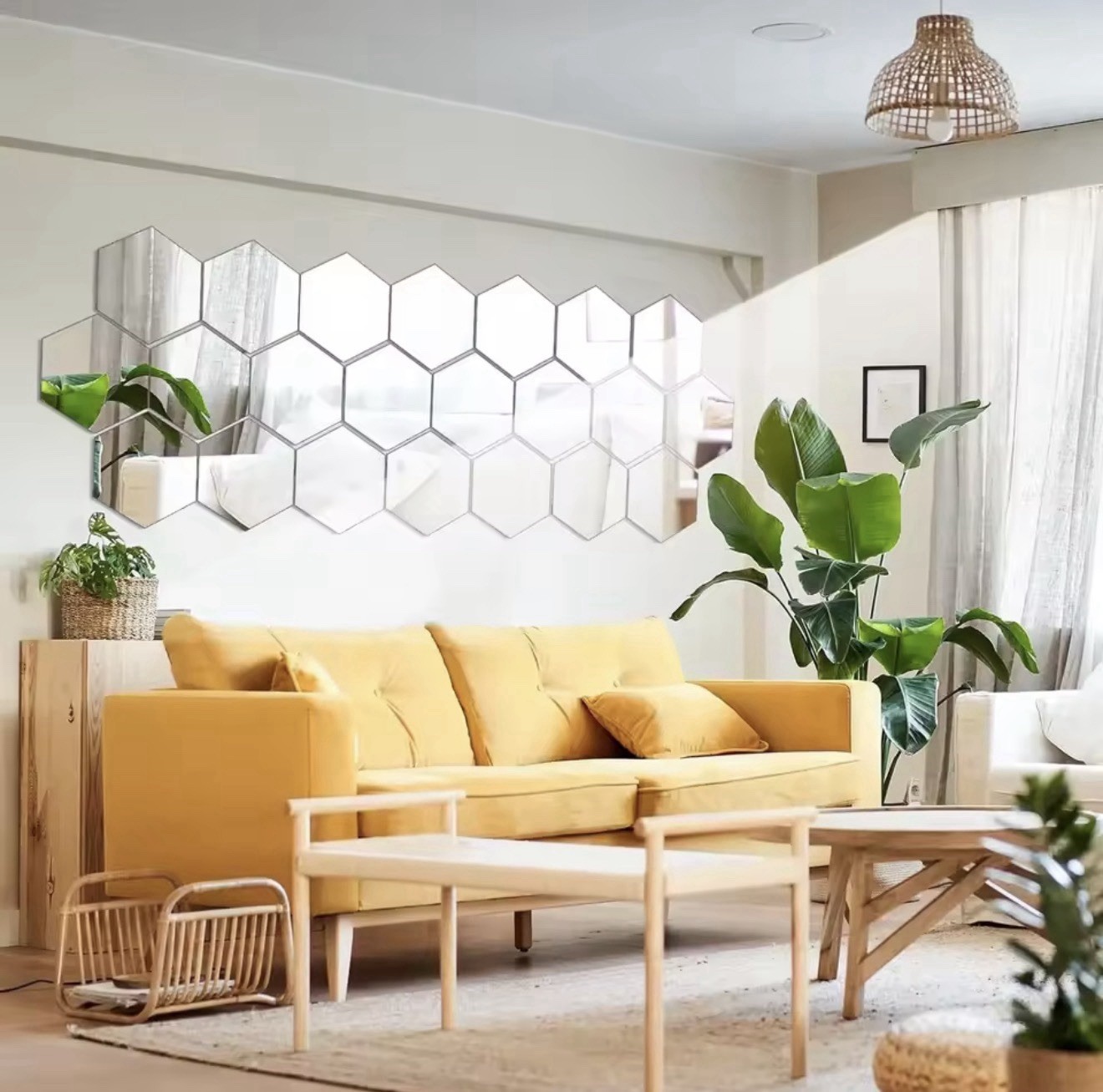 Hexagon Acrylic 3D Mirror Wall Sticker Home Decor Self-adhesive Mirror Decor