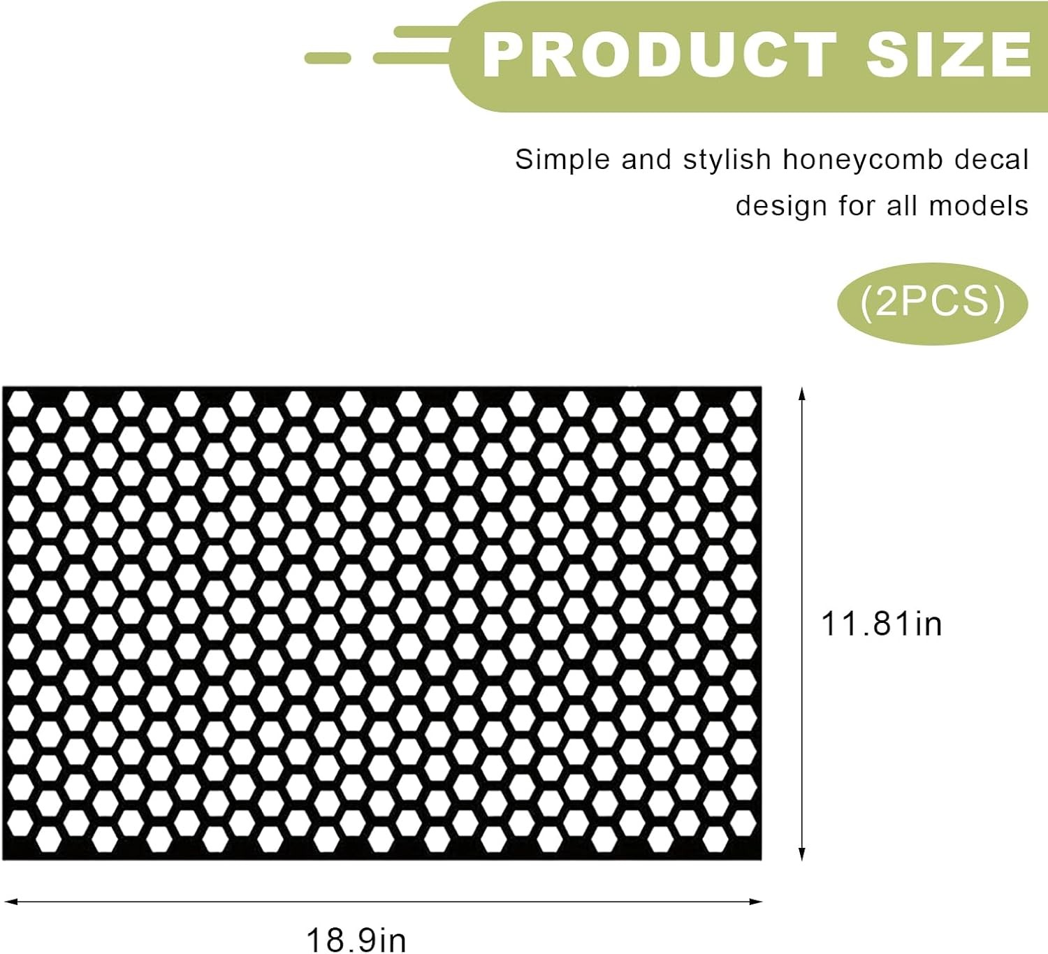 2PCS Bright Black Car Tail Light Honeycomb Tint Film Sticker DIY Cover 18.9×11.8