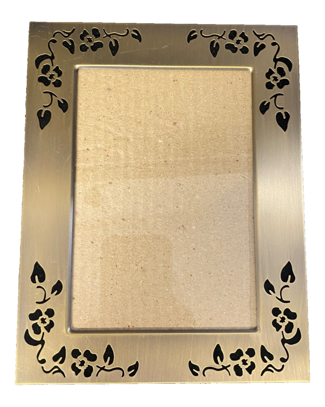 Heirloom Brushed Brass Picture Frame With Cut Out Vines for picture 5&Prime; x 7&Prime;