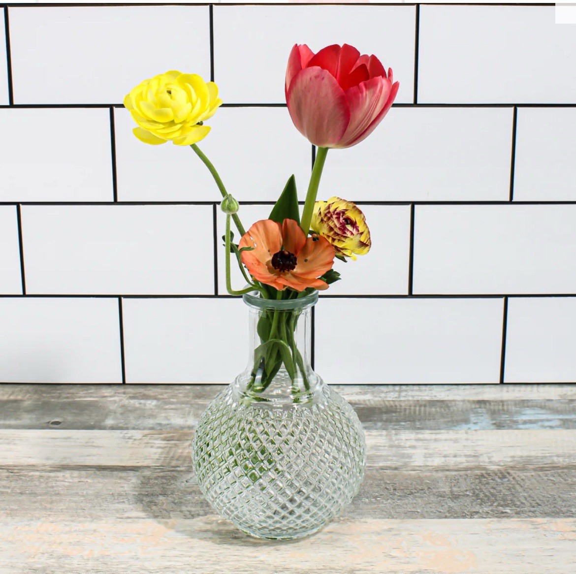 Lot Of 4 Small Clear Glass Vintage Flower Bud Vase New!
