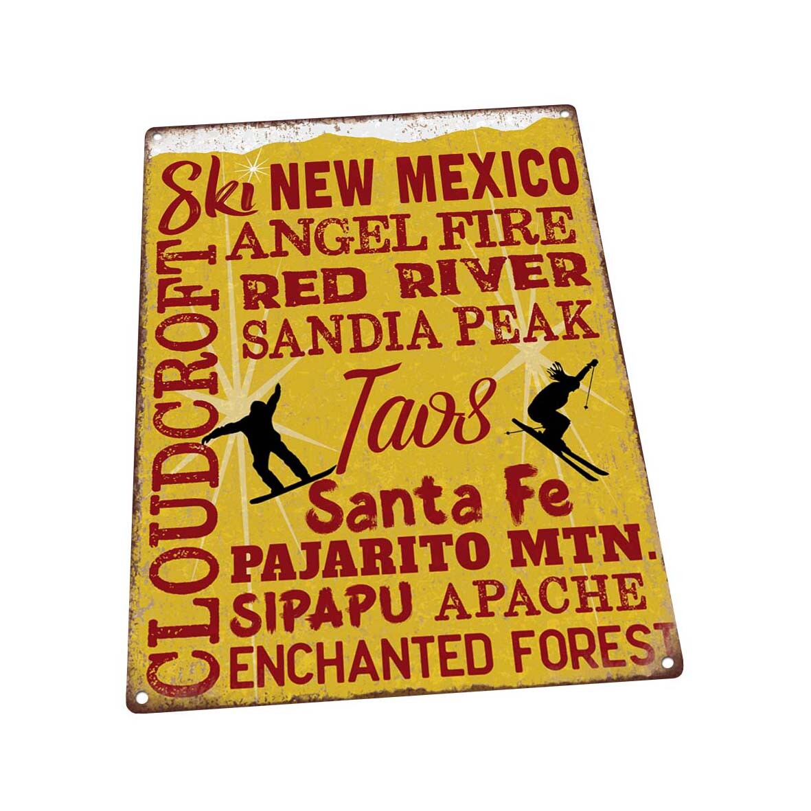 Ski New Mexico Metal Art Print for Decorating Vacation, Cabin, and Lake house