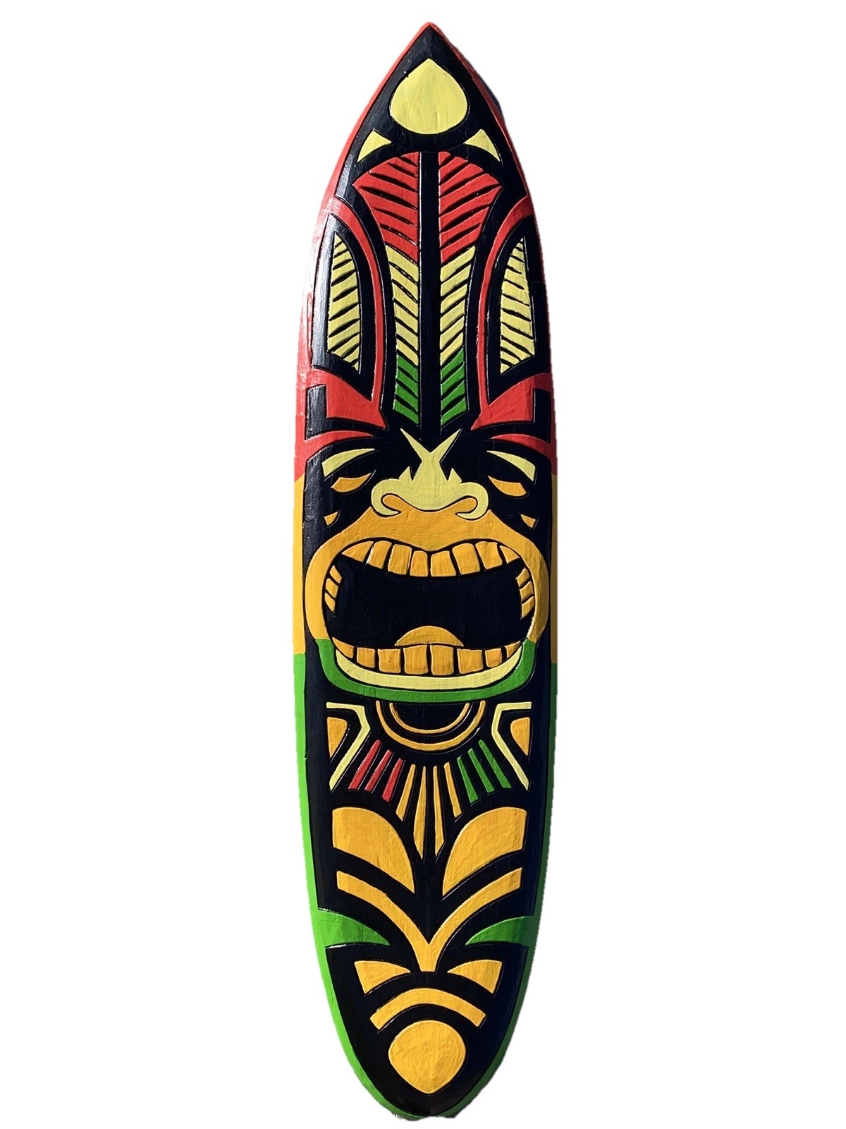 COLORFUL 39” TIKI MASK TROPICAL SIGN WALL HANGING ART ISLAND HOME DECOR