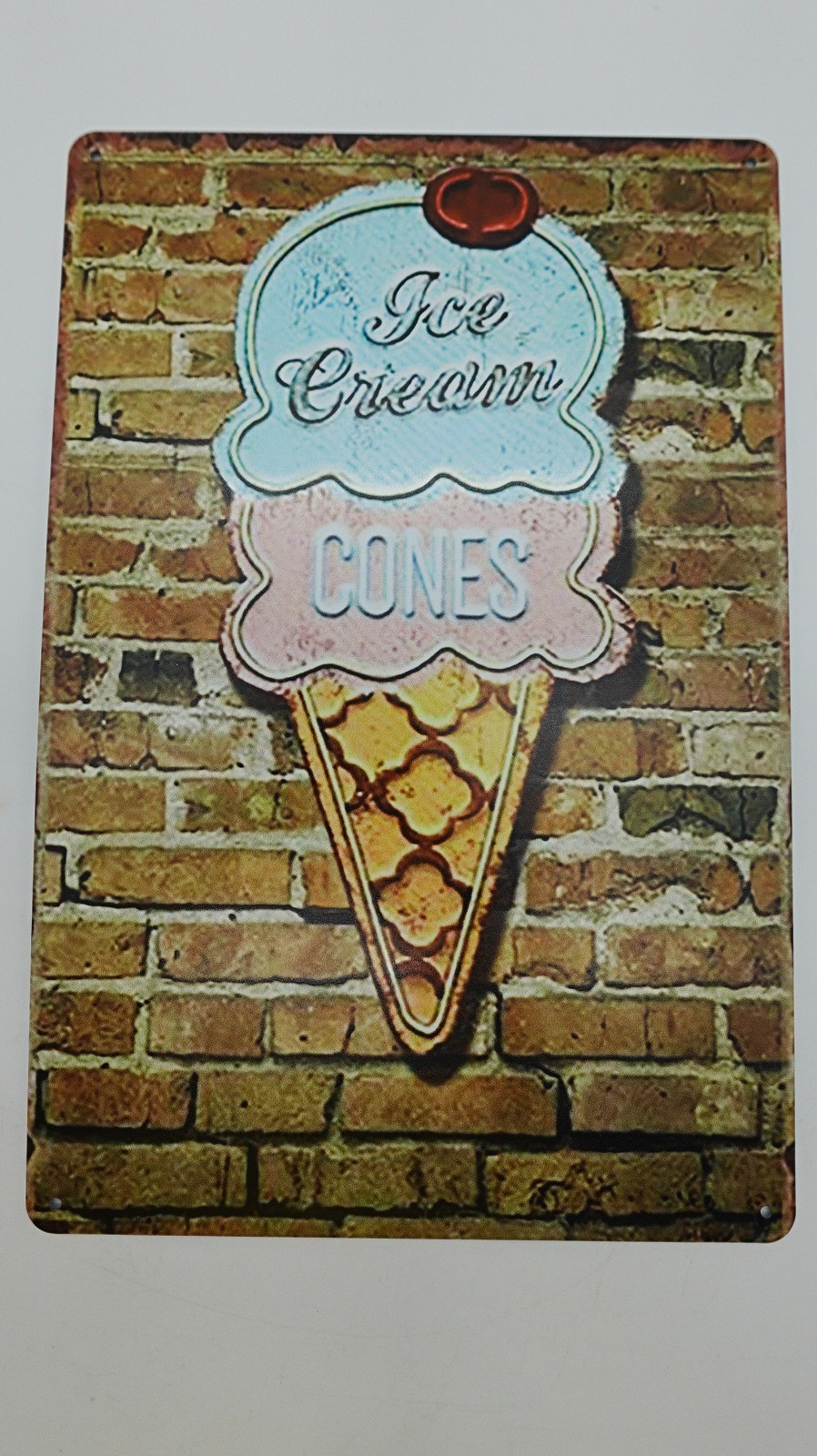 Retro Ice Cream Cone Shop Metal Tin Sign 8×12 Bar Cafe Wall Decor Vintage Style