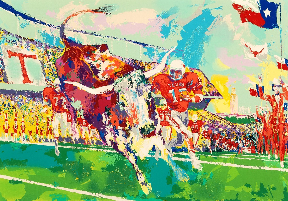 Canvas art print giclée poster pillow. Texas longhorns football