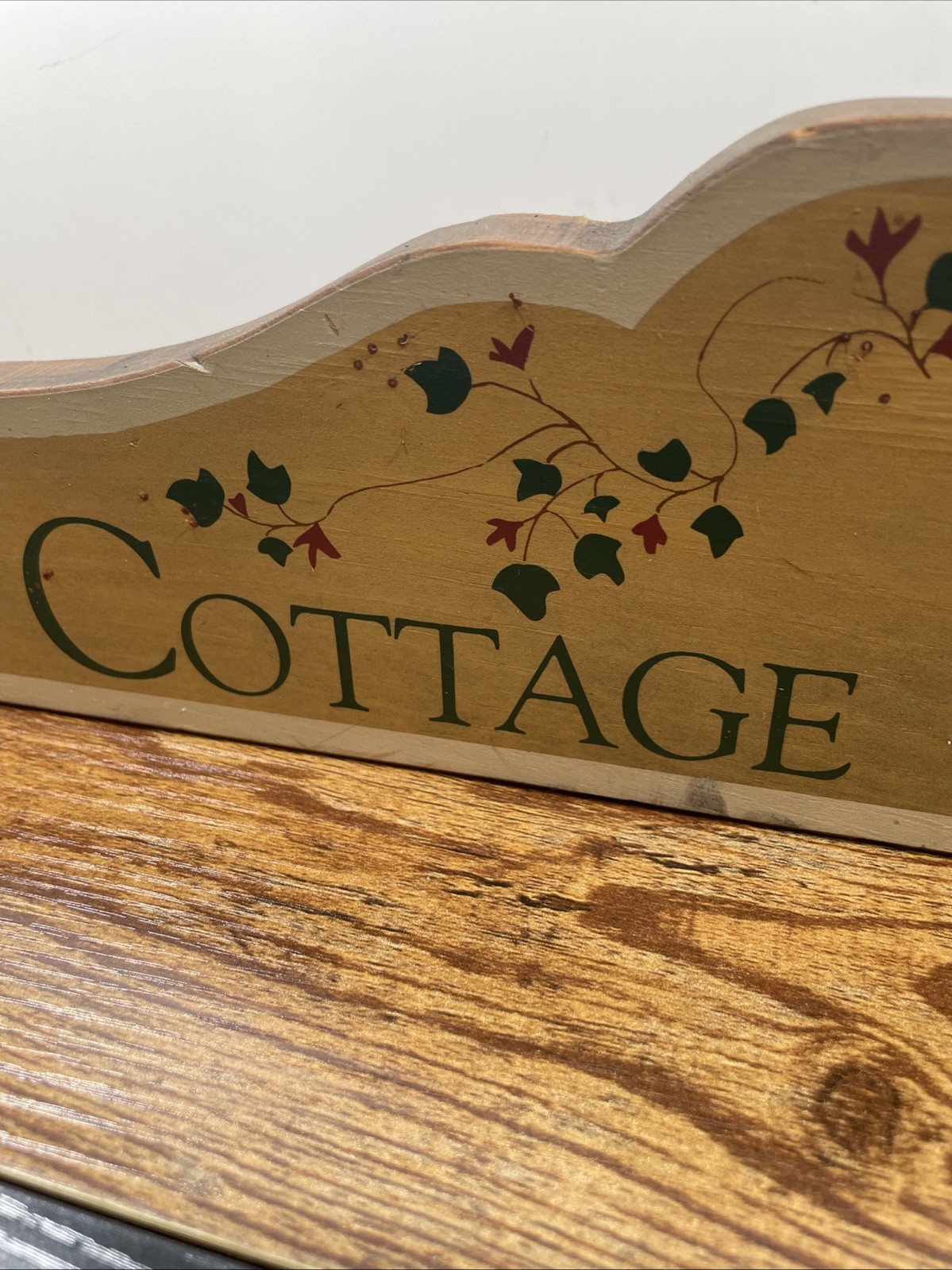 Vintage Wood Cottage Garden Sign Hand Painted Wooden Plaque Plinth Shabby Chic