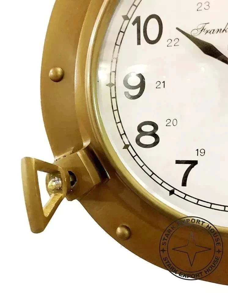12&Prime; Vintage Marine Brass Ship Porthole Clock Nautical Wall Clock Home Décor…