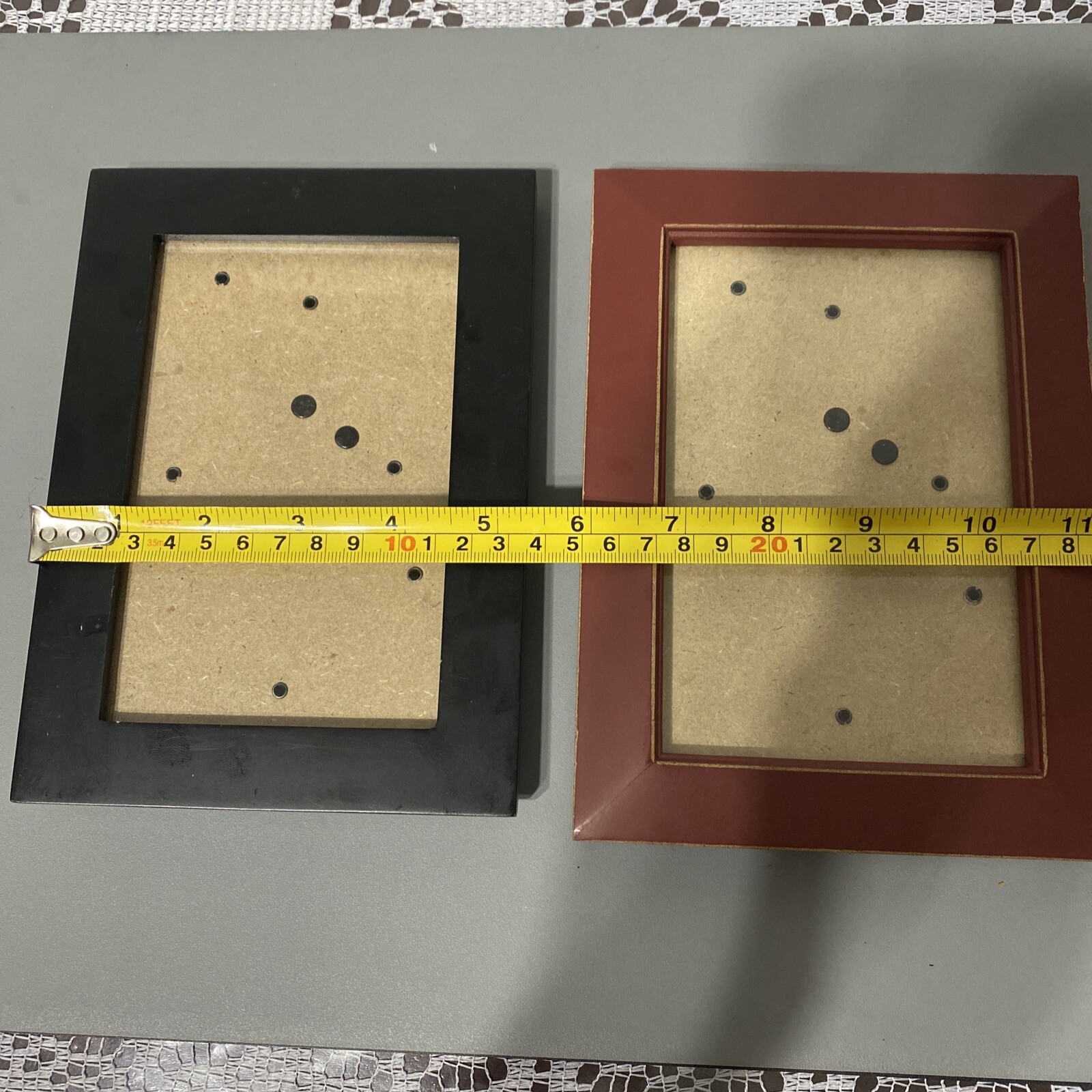 Lot Of 2 Picture Frames 1 Black & 1 Maroonish Different Sizes See Description !!