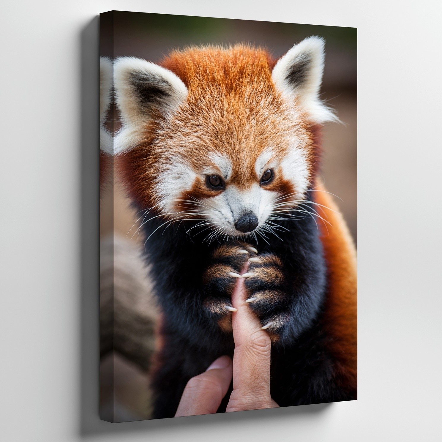 Tiny, Adorable Red Panda Cub, Its Vibrant, Fluffy Fur A Wall Art Canvas Print