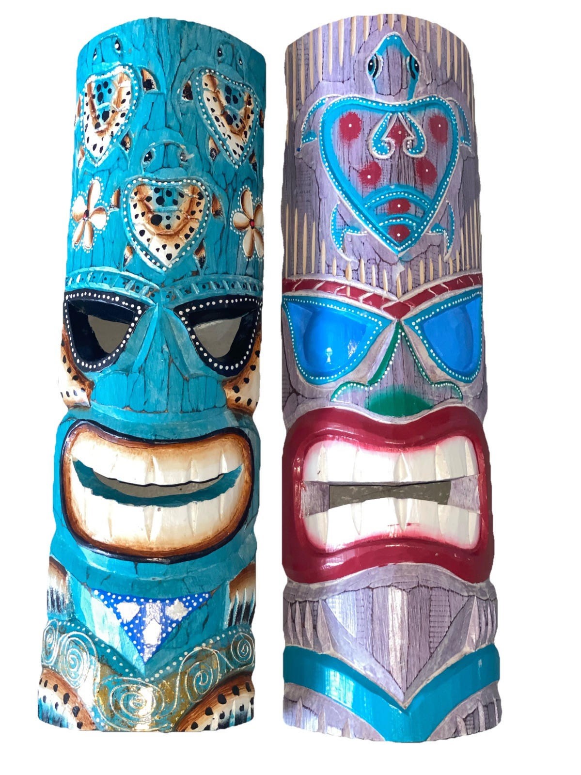 SET OF 2 20&Prime; TIKI MASK HAWAIIAN WALL ART ISLAND HOME DECOR TRIBAL BAR TROPICAL
