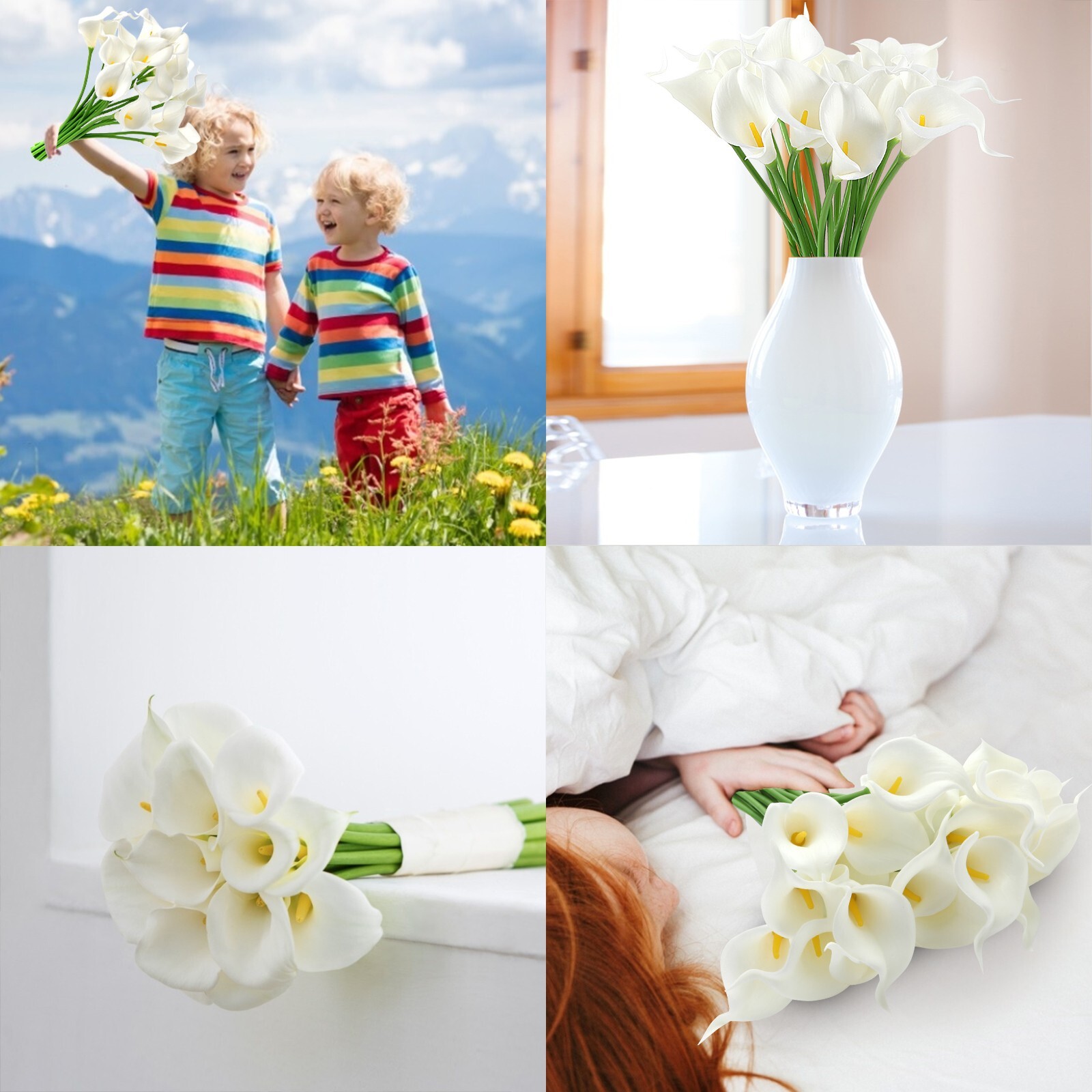 EZFLOWERY 20 Artificial Calla Lily Flowers Real Touch Latex Arrangement Bouquet