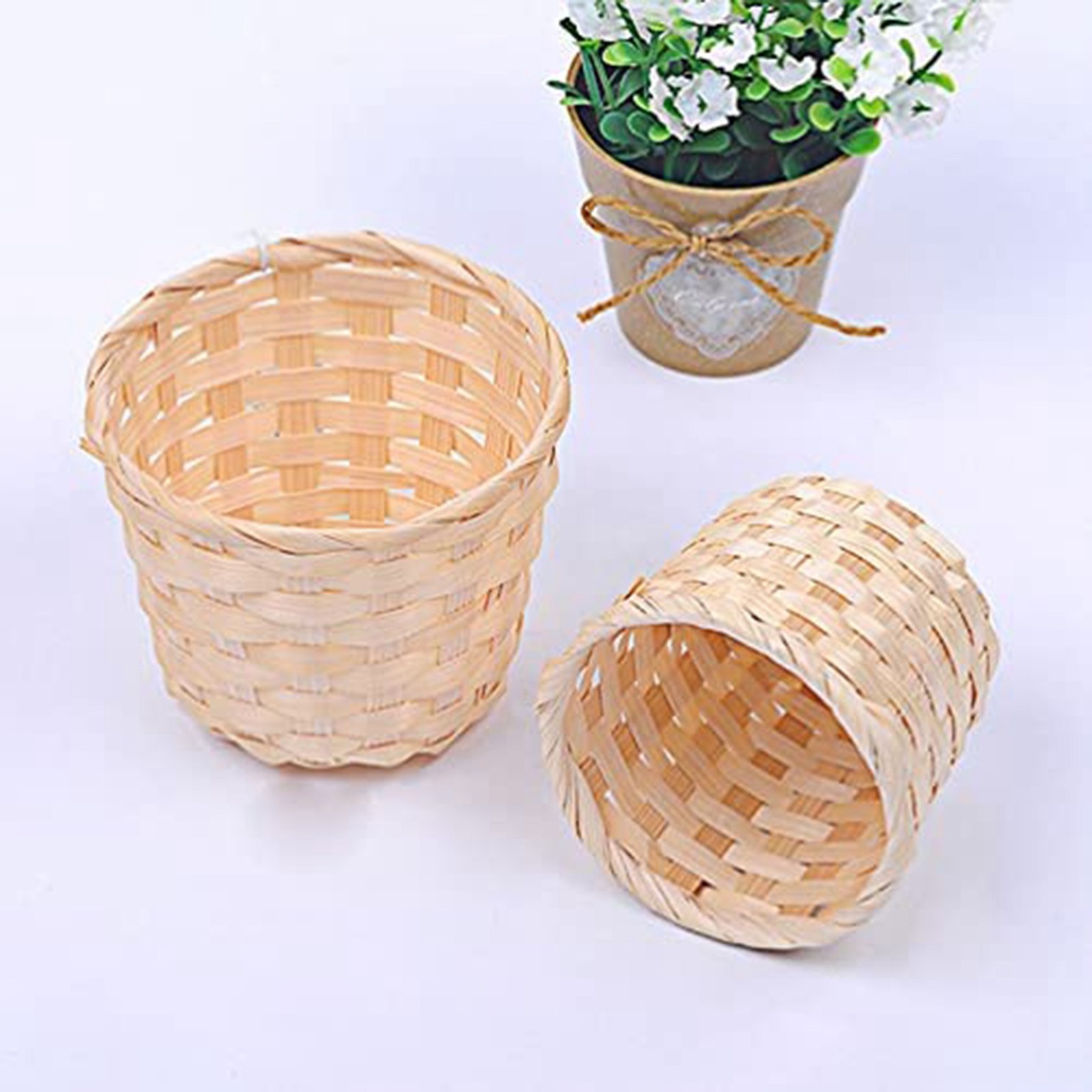 5PCS Woven Baskets Without Handles for Party Favors Crafts Decor Suitable2011