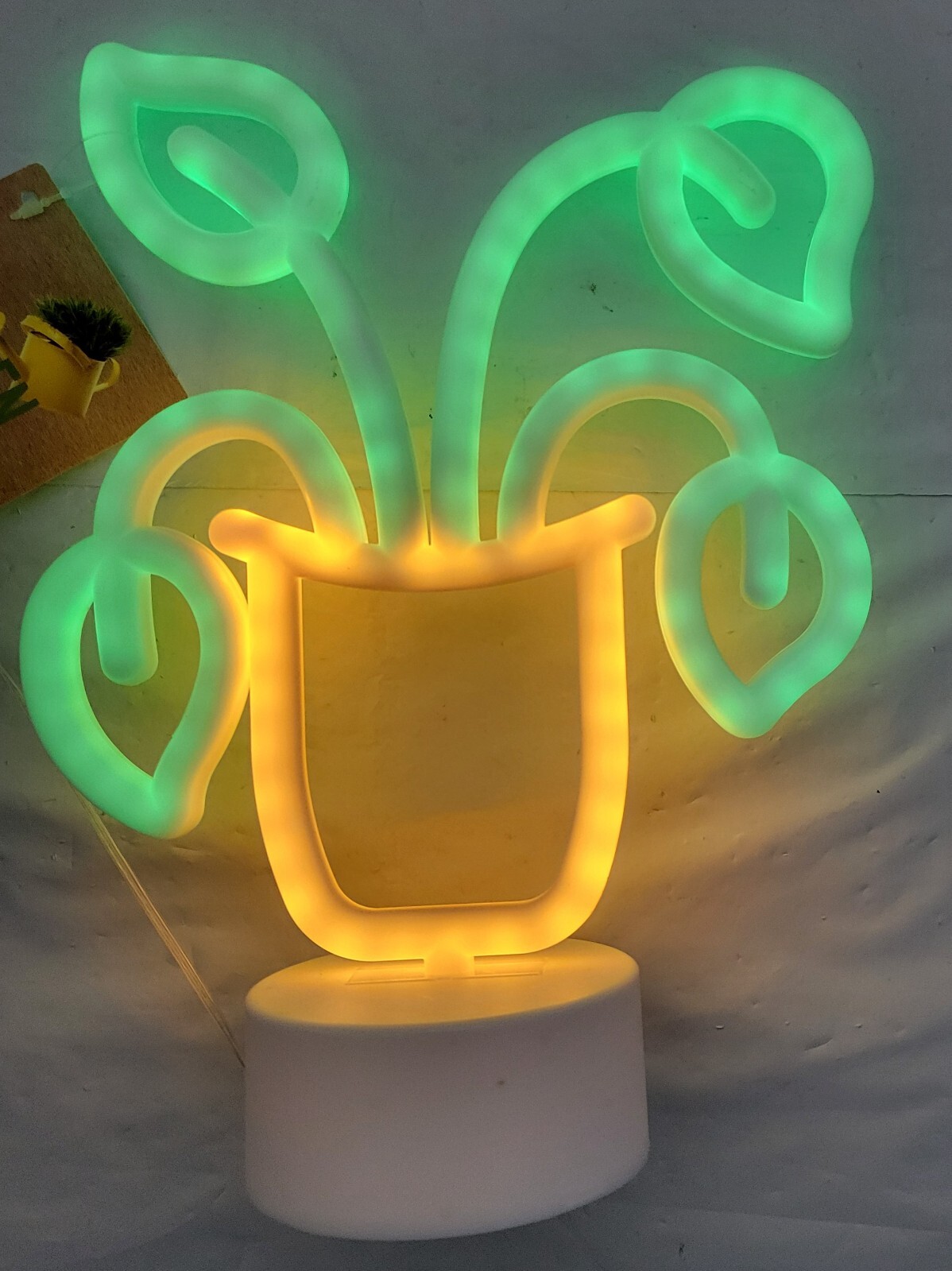 Garden Party Orange Green Plant Neon Light Up LED Tabletop Decor Dorm Mantle