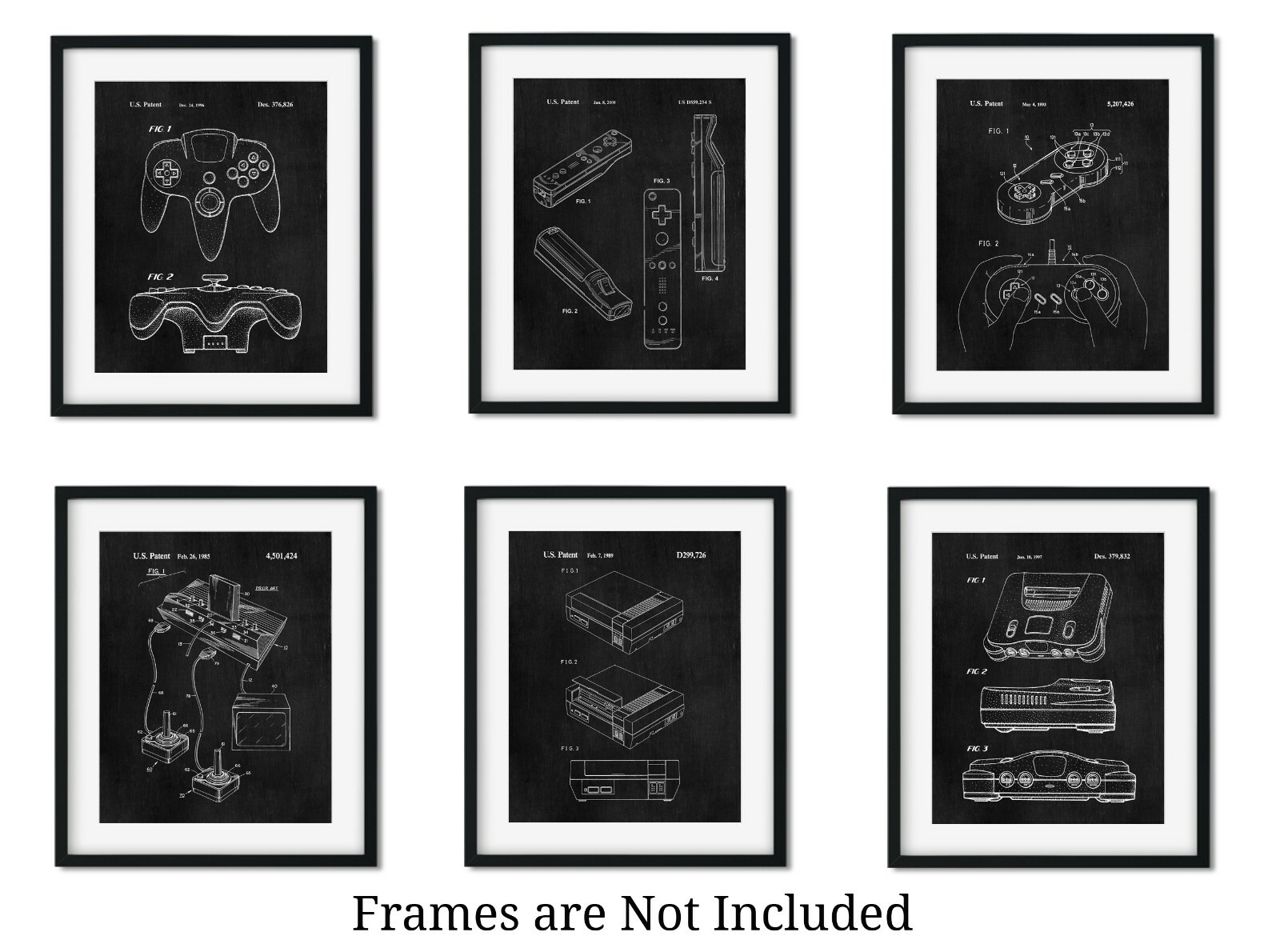 Nintendo Patent Wall Art Prints 6 (8×10) Artwork for Men Boys Video Game Gamer