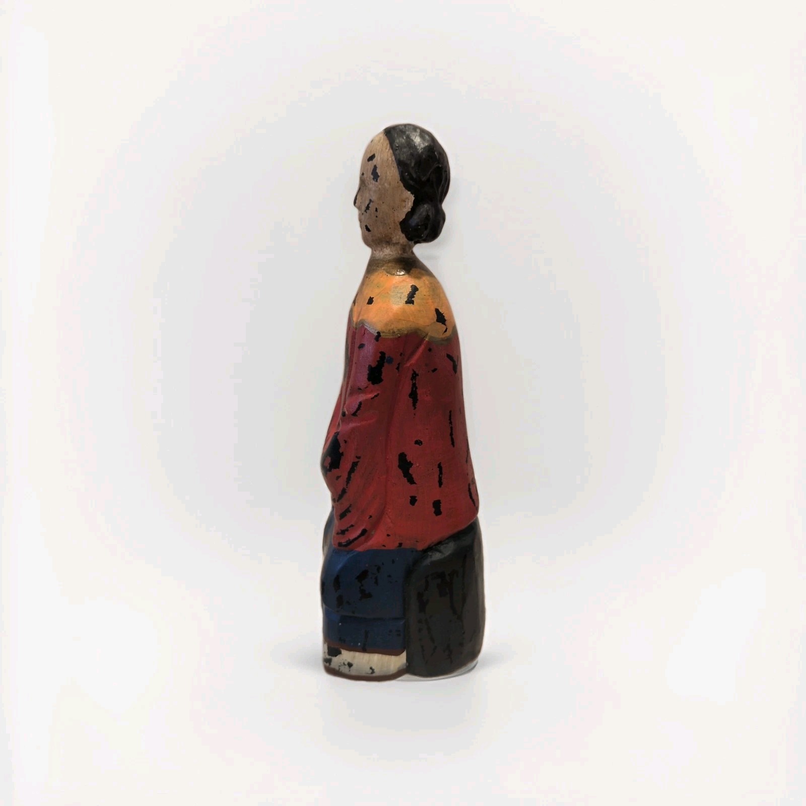 Vintage Scandinavian Folk Art Carved Wooden Woman Figure Primitive Peasant