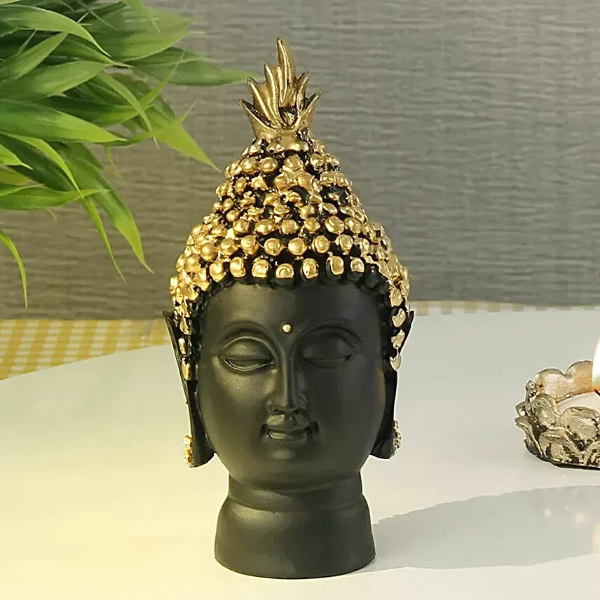 Golden Buddha Head Statue for Home Decor