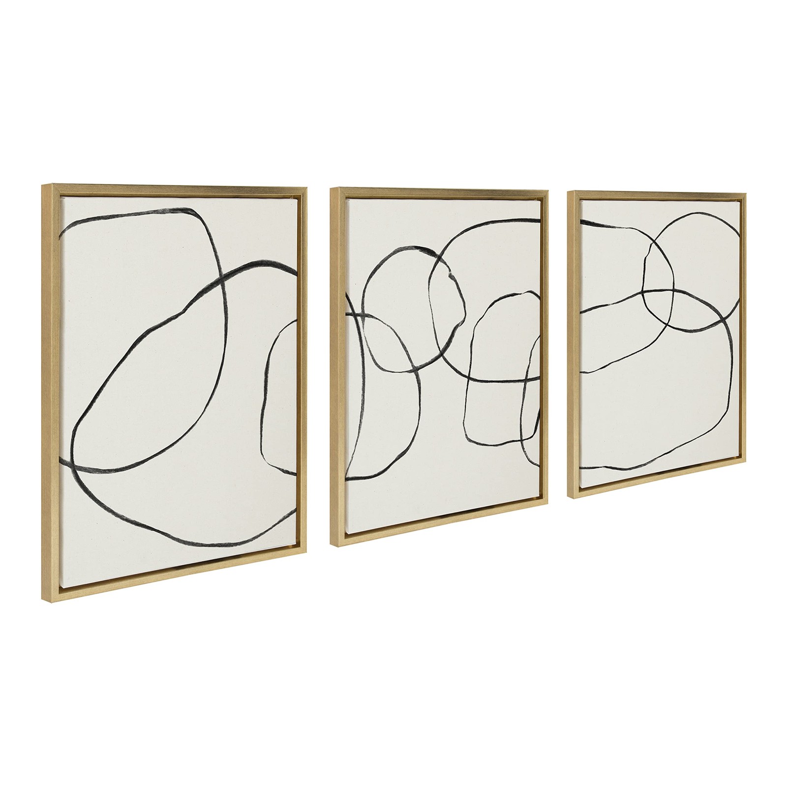 Kate and Laurel Sylvie Dancing Circles Framed Linen Textured Canvas