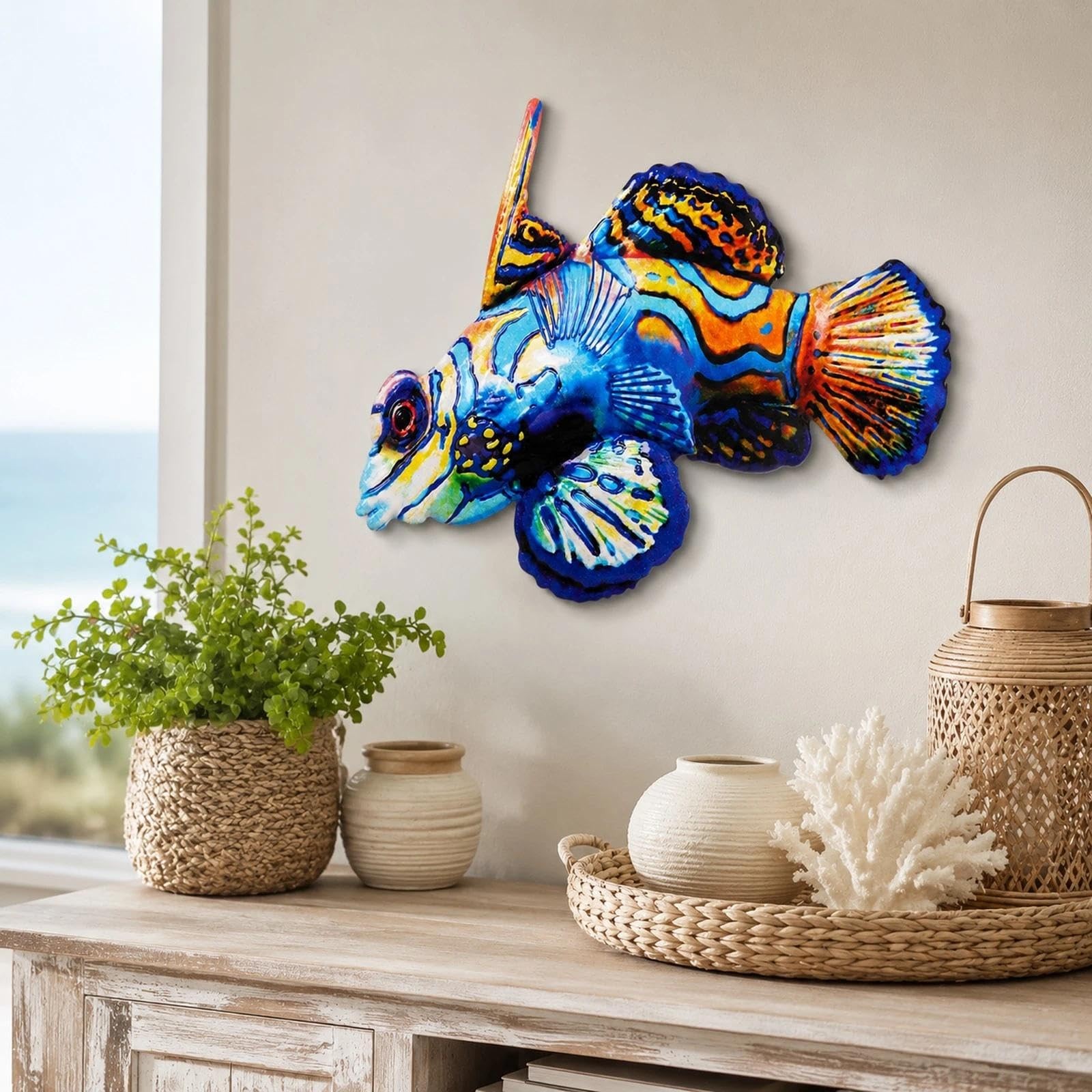 Metal Fish Wall Sculpture Fish Shaped Wall Hanging Decoration Iron Art Fishes…