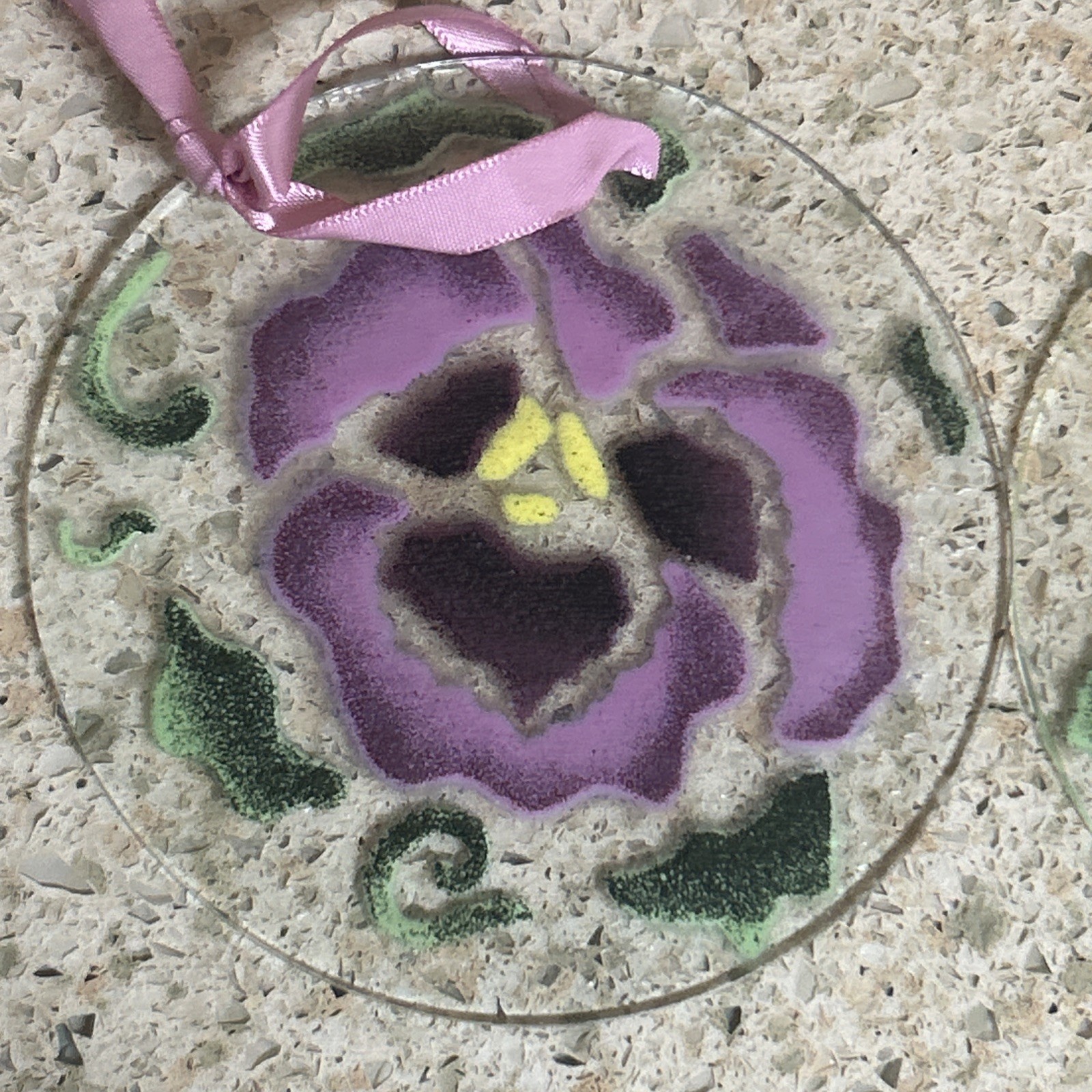 Folio Fused Art Glass & Enameled Glass Blue Iris Sun catcher Ornament 6.75&Prime;