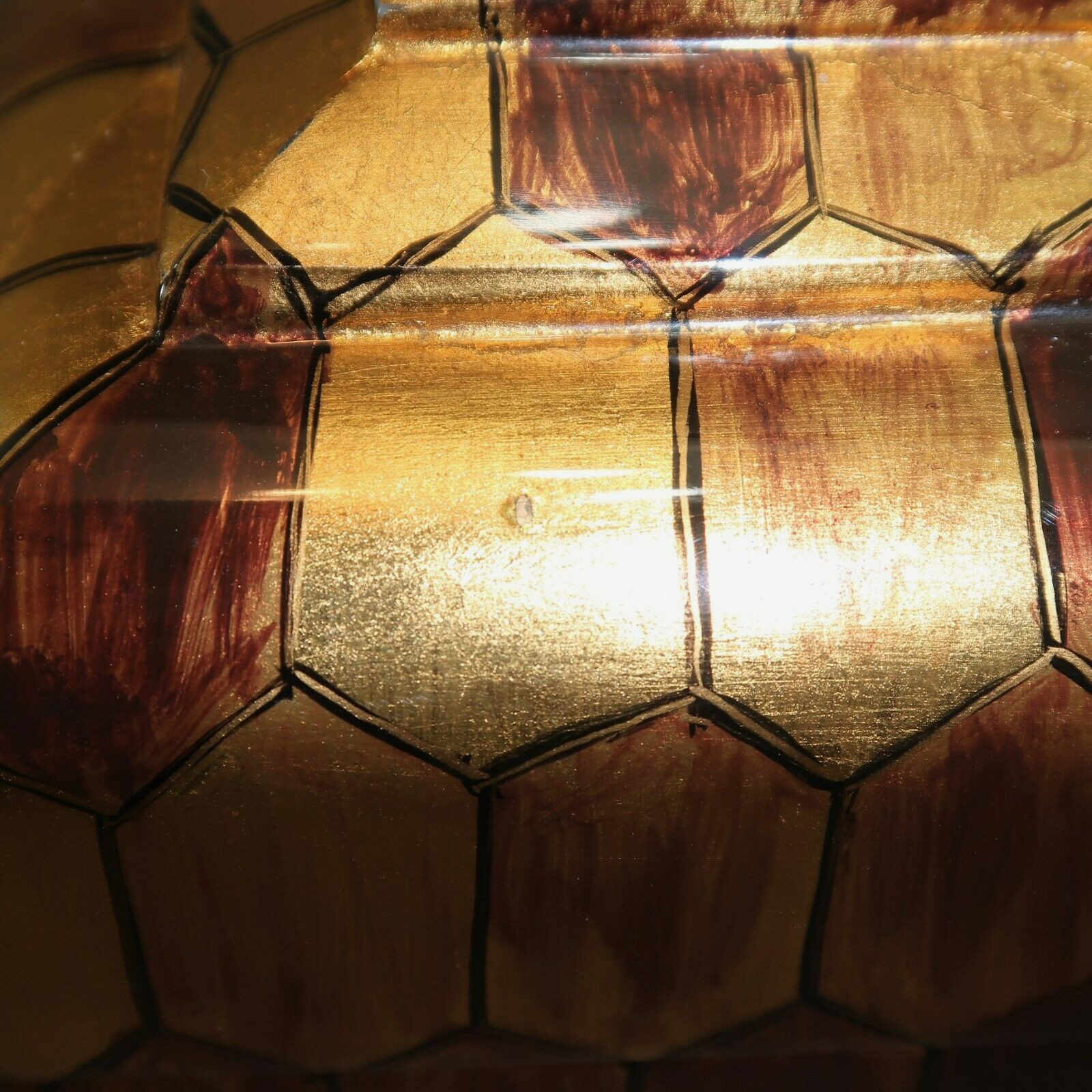 8&Prime; Hilda Flack Decorative Lacquered Box Container Chest- Gold Bronze Brass Tones