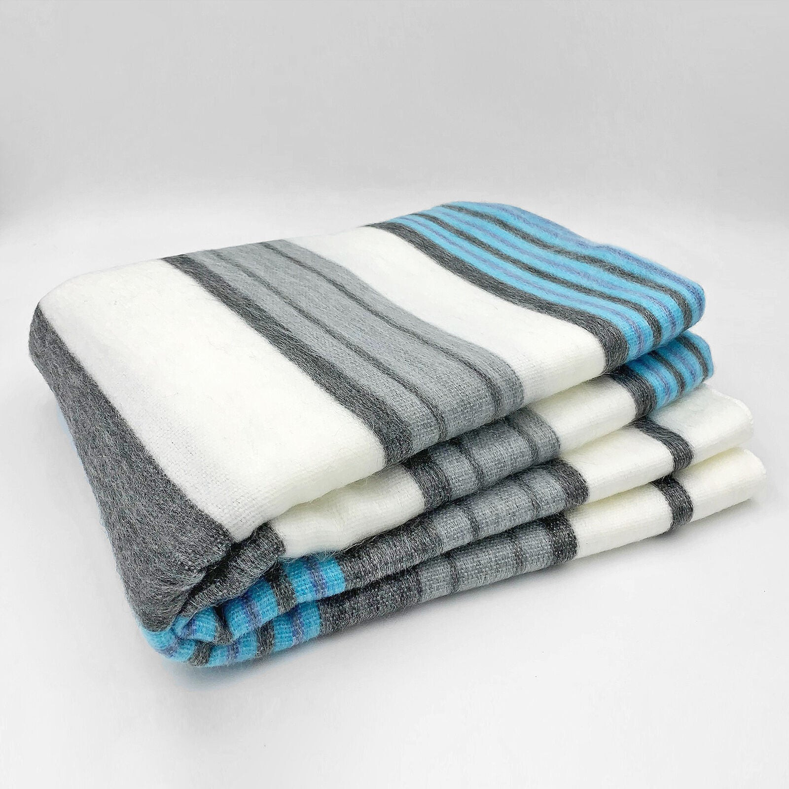 SOFT & WARM STRIPED ALPACA LLAMA WOOL BLANKET PLAID 90&Prime;x65&Prime; QUEEN