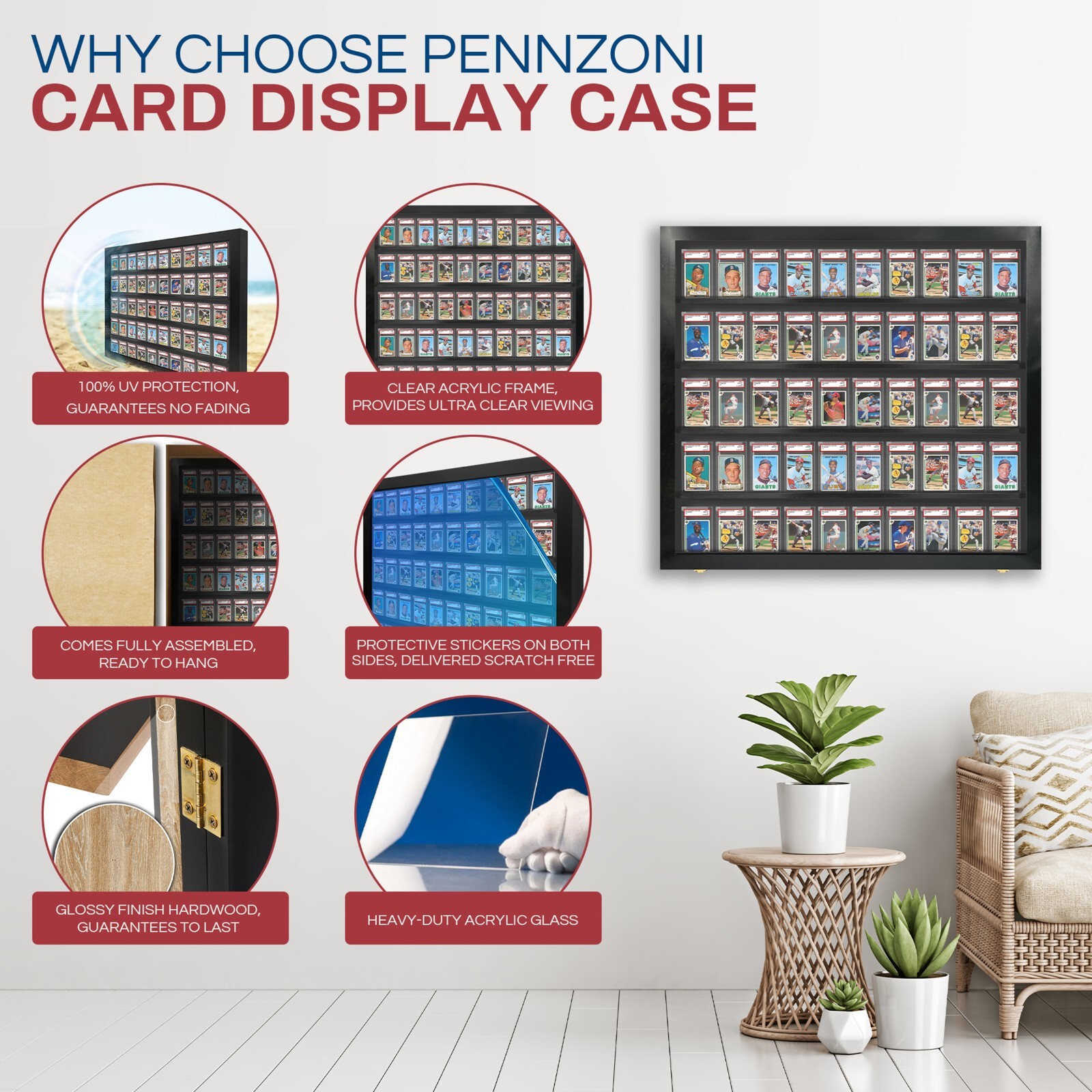 Baseball Card display Case 50 PSA Beckett DEEP / Graded Card Case Holds 50 PSA